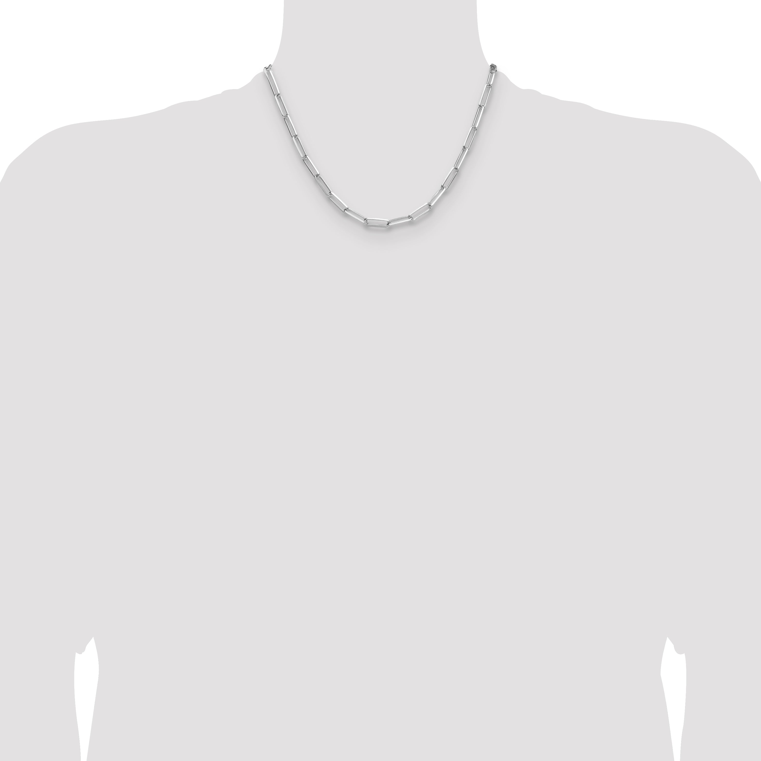 Sterling Silver Rhodium-plated 4.4mm D/C Paperclip Chain