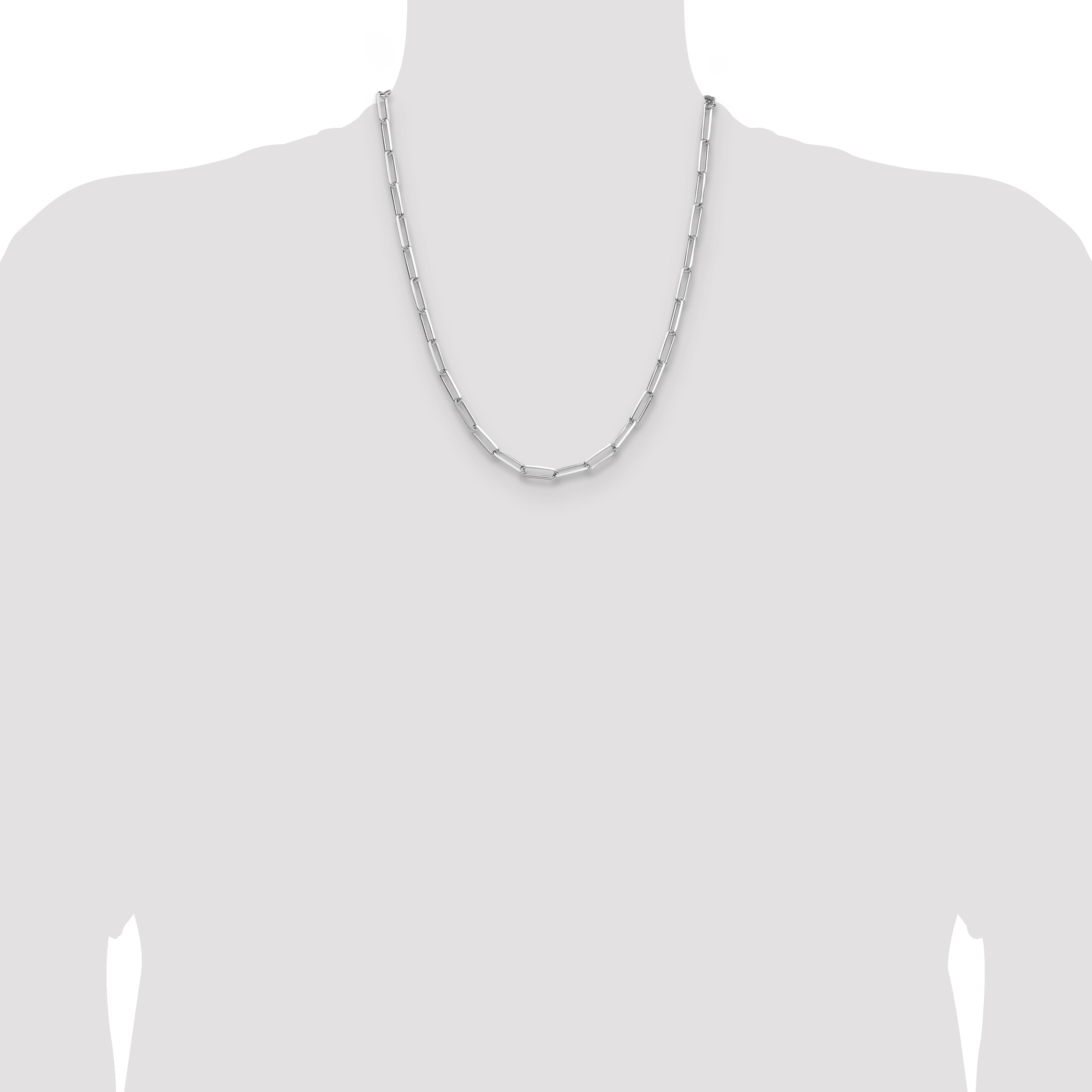 Sterling Silver Rhodium-plated 4.4mm D/C Paperclip Chain