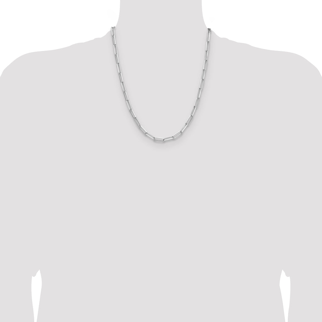 Sterling Silver Rhodium-plated 4.4mm D/C Paperclip Chain