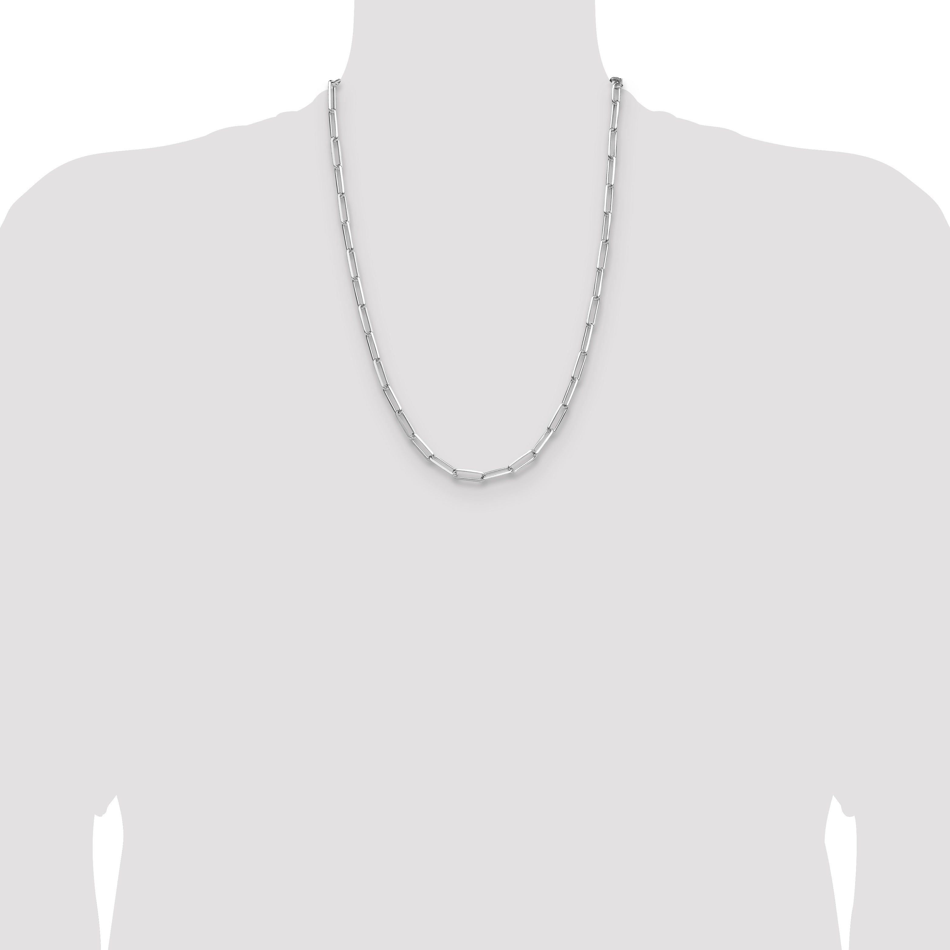 Sterling Silver Rhodium-plated 4.4mm D/C Paperclip Chain