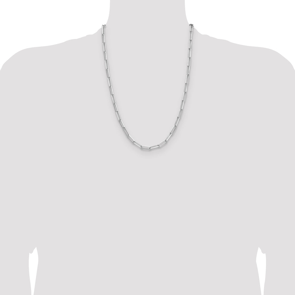 Sterling Silver Rhodium-plated 4.4mm D/C Paperclip Chain