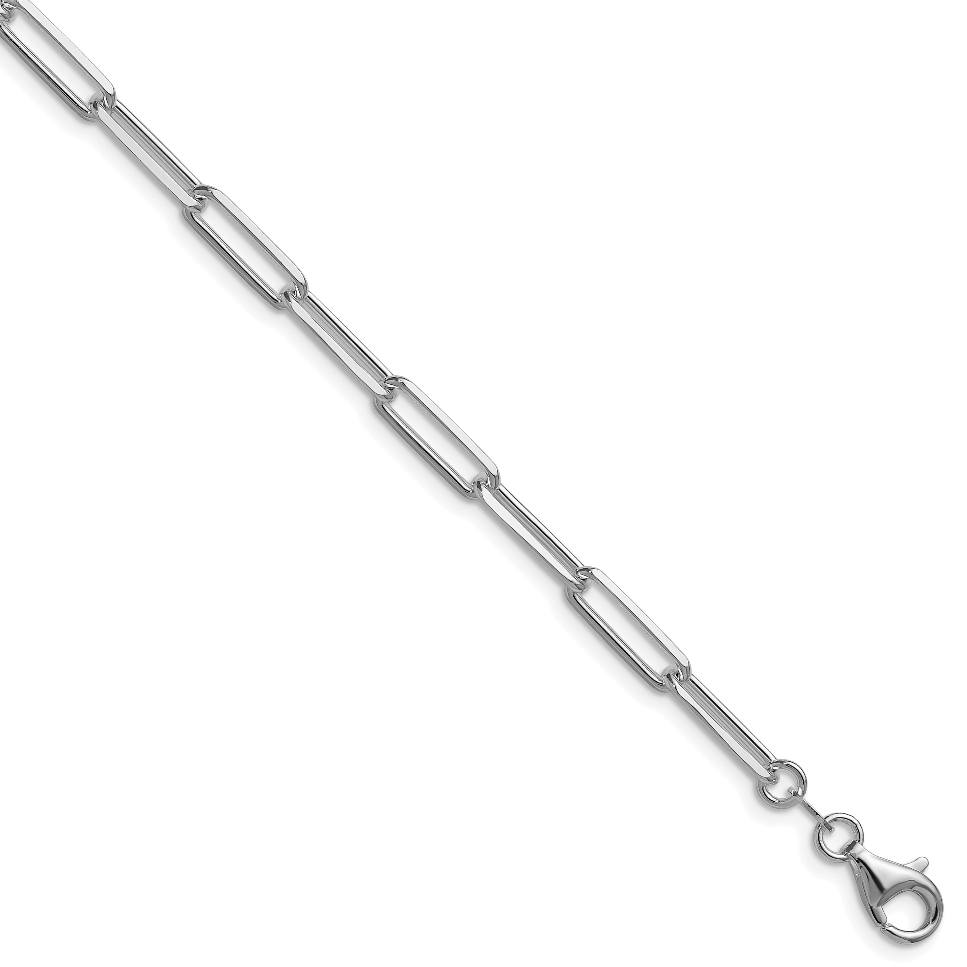 Sterling Silver Rhodium-plated 4.4mm D/C Paperclip Chain Main image