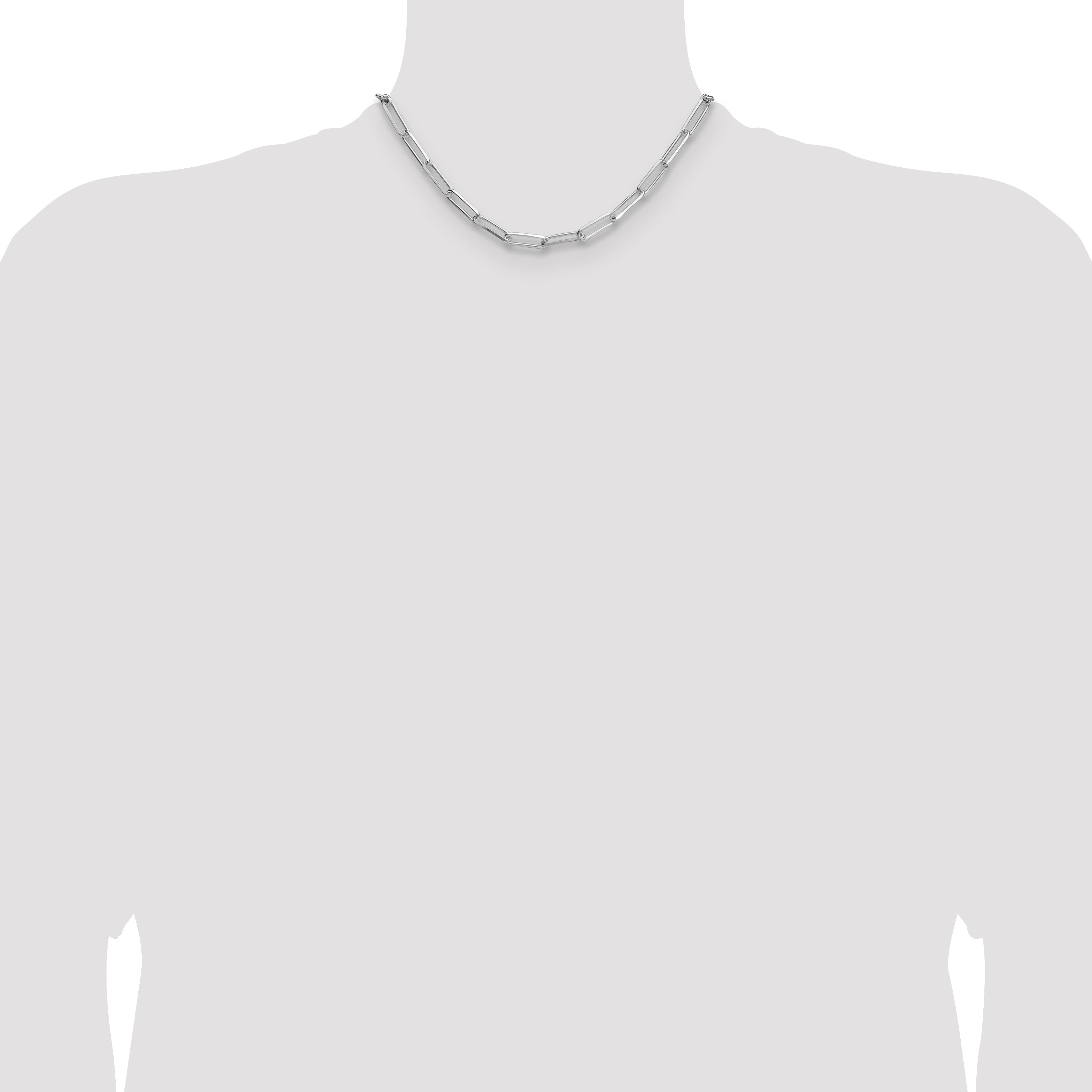 Sterling Silver Rhodium-plated 5.5mm D/C Paperclip Chain