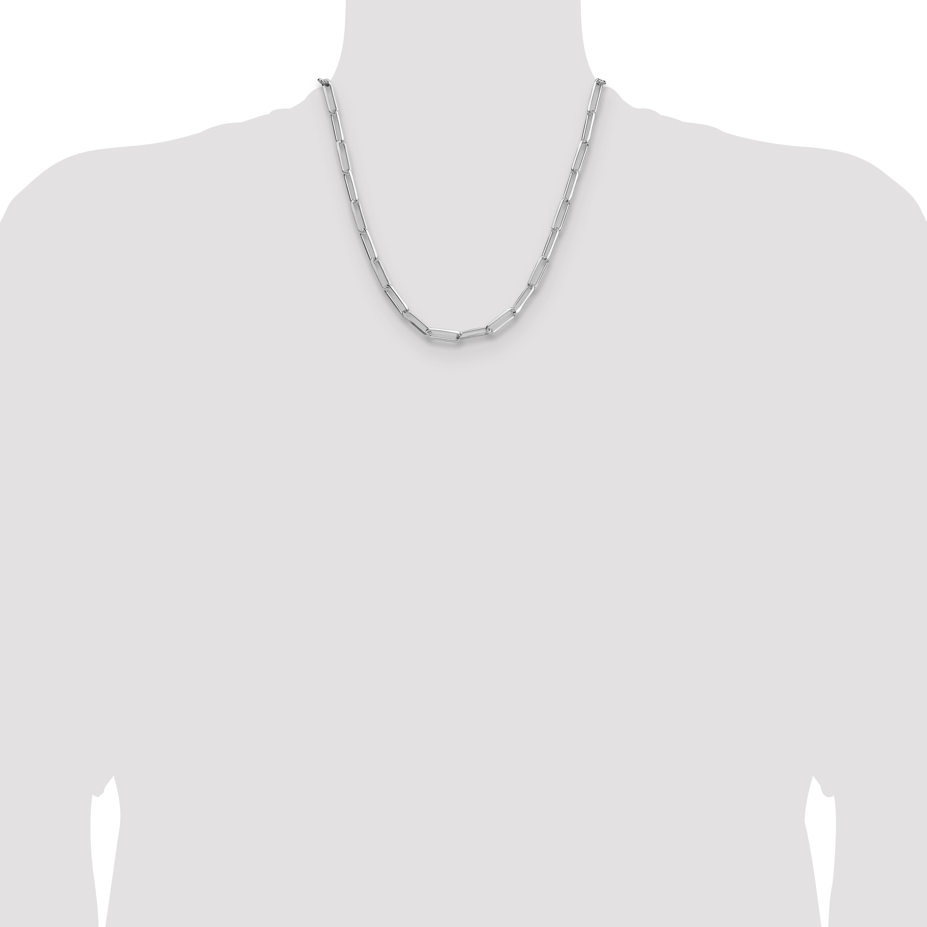 Sterling Silver Rhodium-plated 5.5mm D/C Paperclip Chain