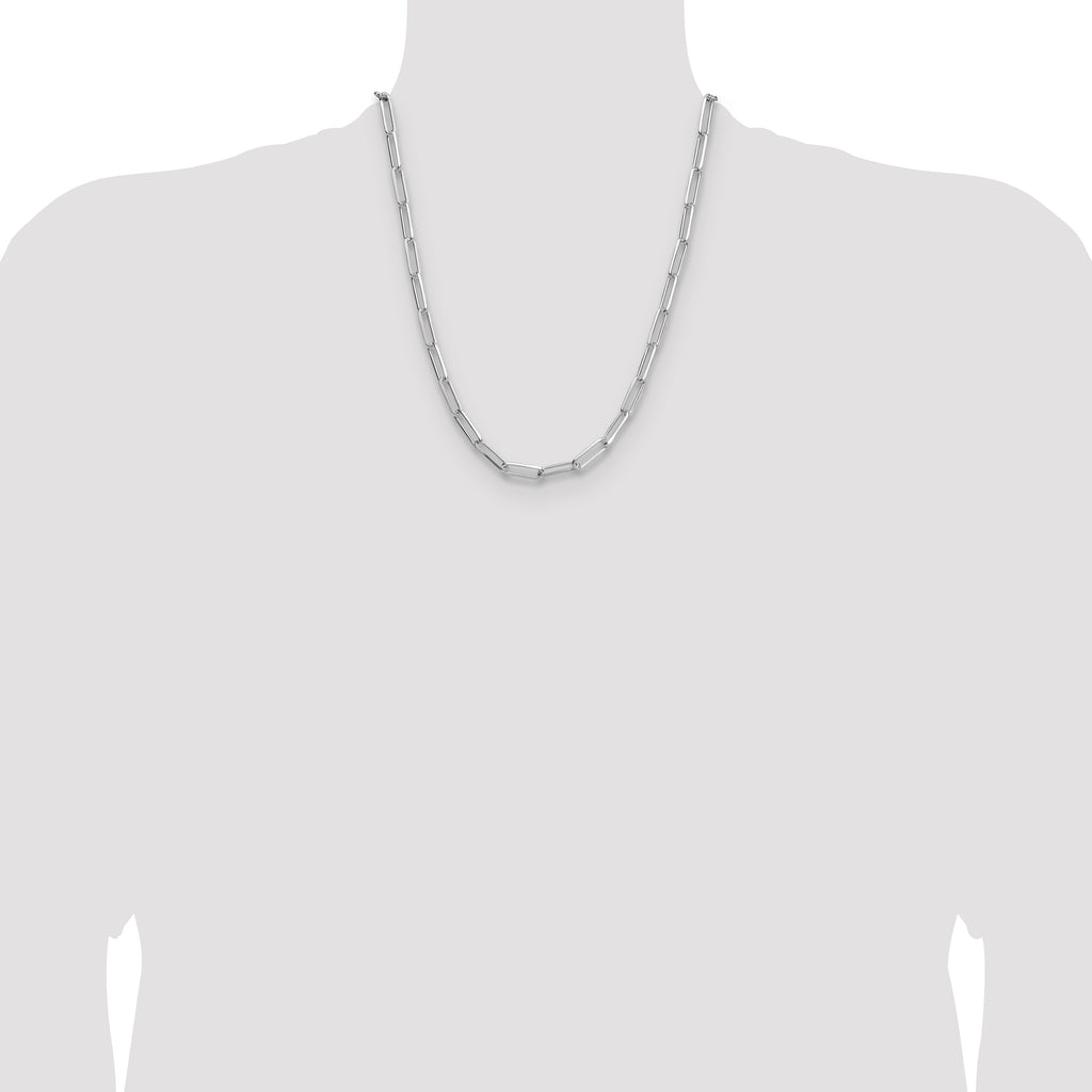 Sterling Silver Rhodium-plated 5.5mm D/C Paperclip Chain