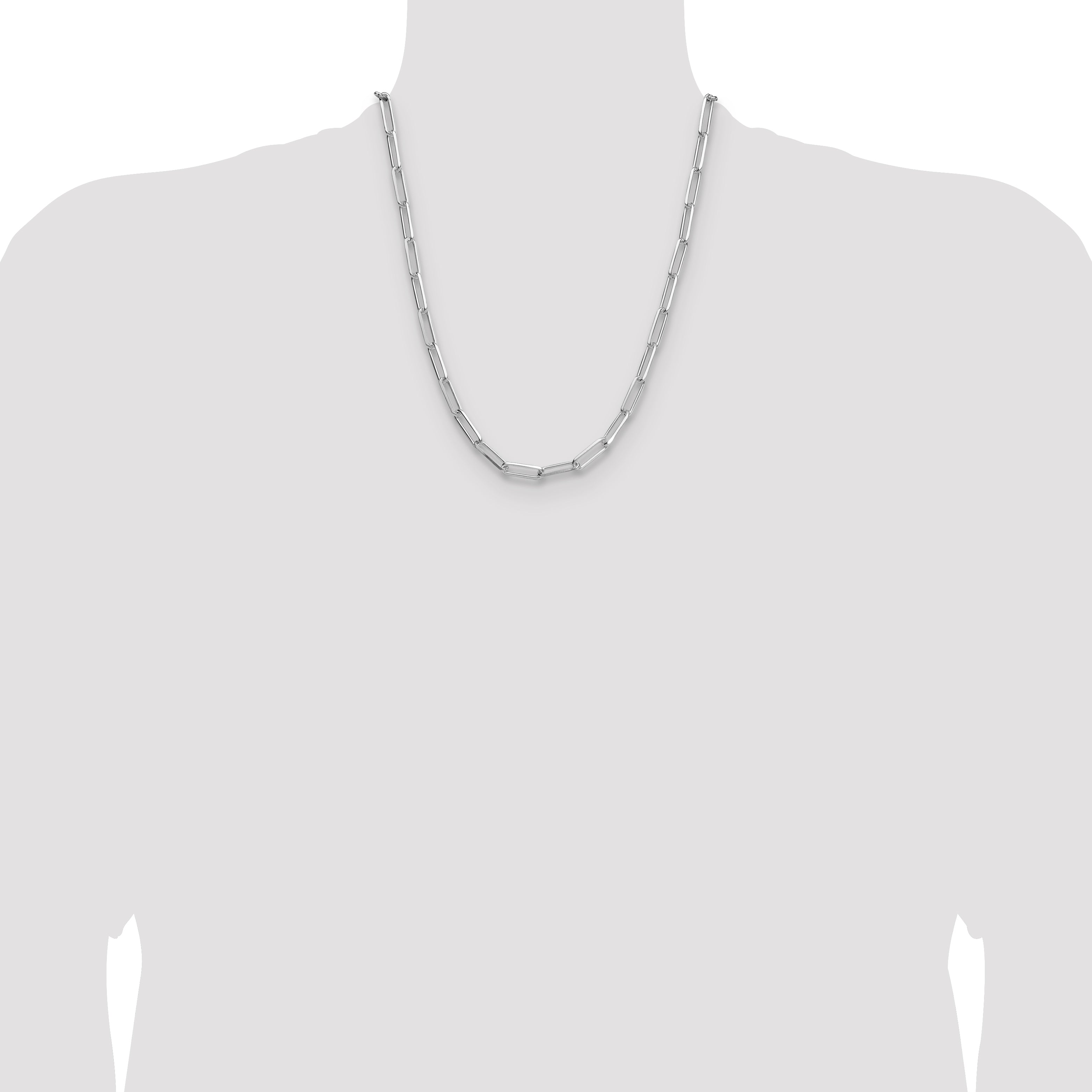 Sterling Silver Rhodium-plated 5.5mm D/C Paperclip Chain