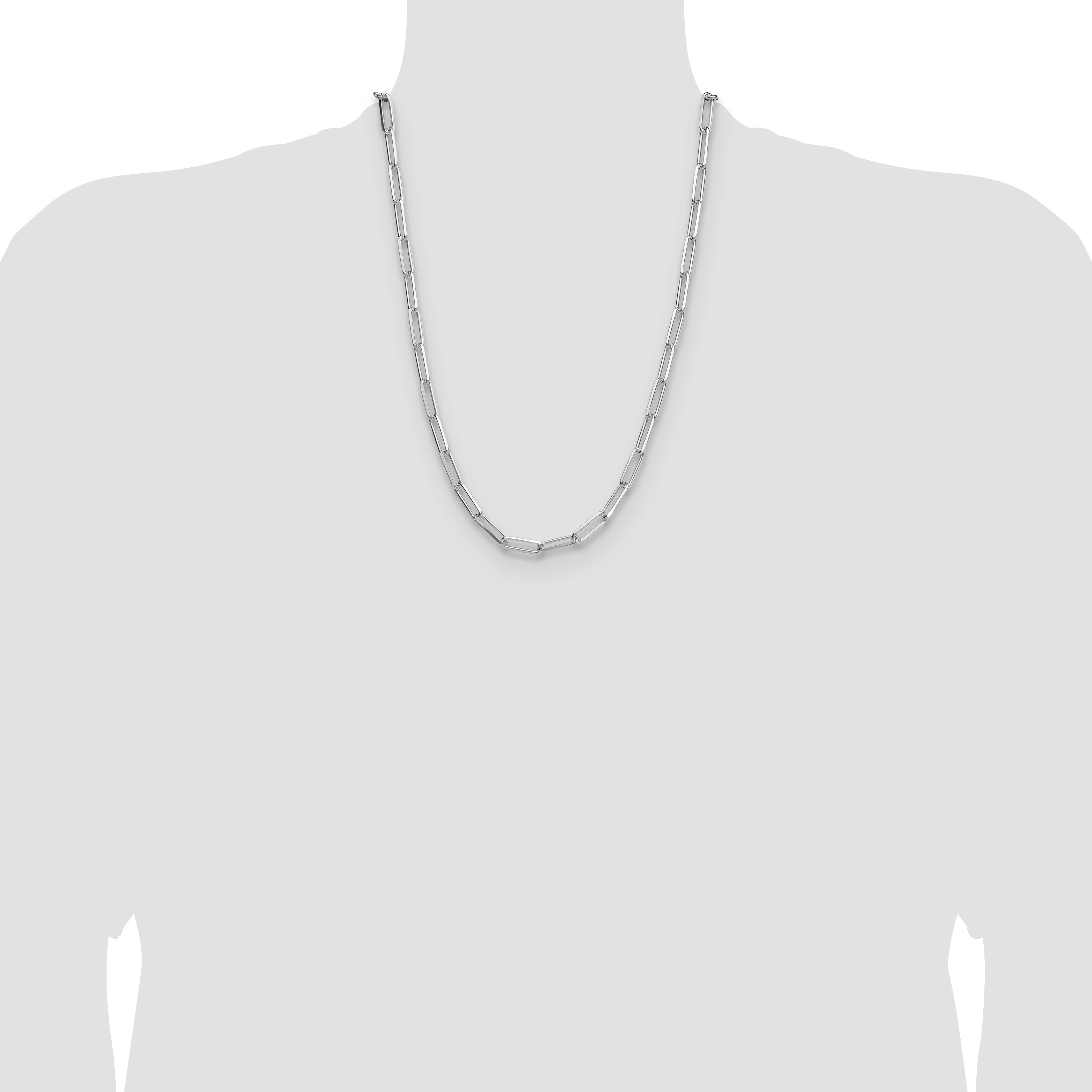 Sterling Silver Rhodium-plated 5.5mm D/C Paperclip Chain