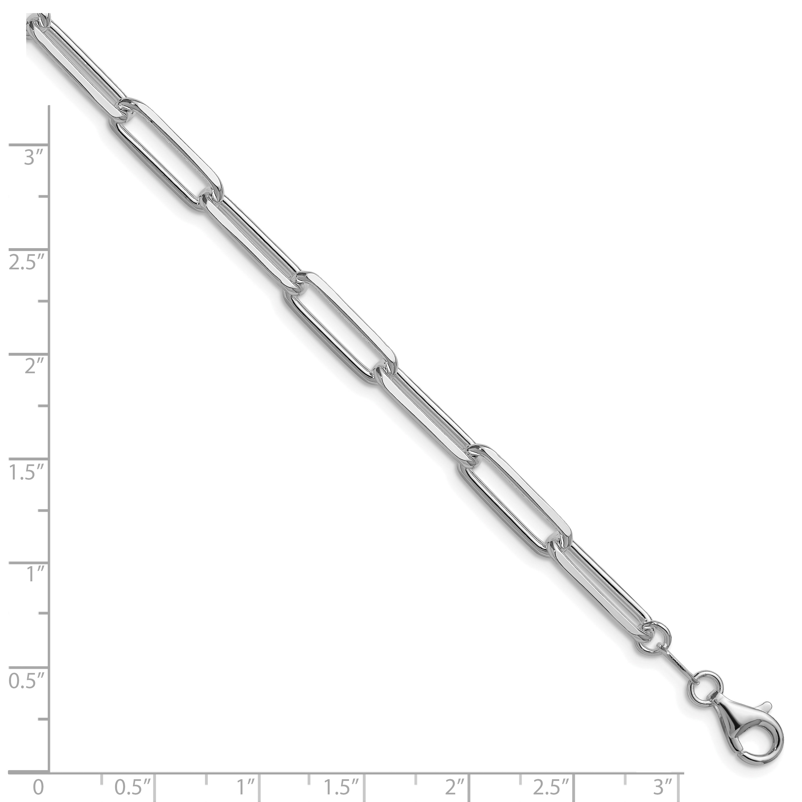 Sterling Silver Rhodium-plated 5.5mm D/C Paperclip Chain Secondary image