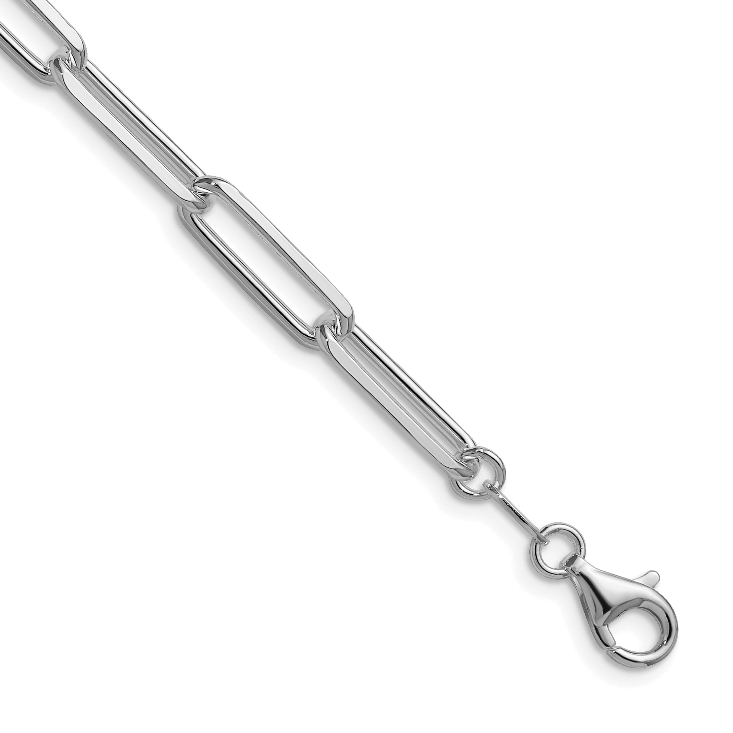 Sterling Silver Rhodium-plated 5.5mm D/C Paperclip Chain Main image