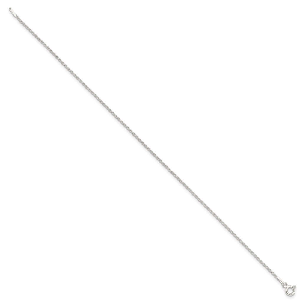 Sterling Silver 1.3mm Solid Rope Chain Anklet