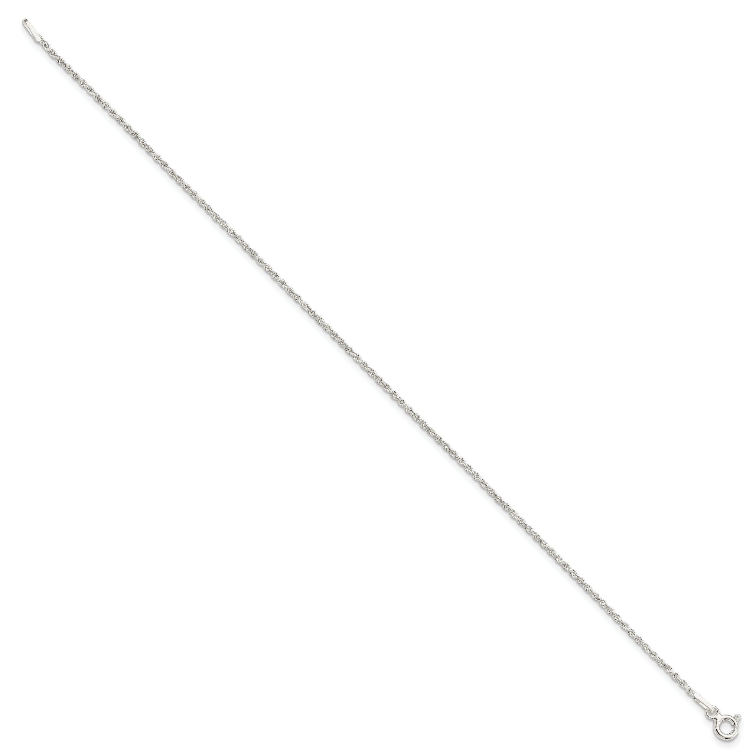 Sterling Silver 1.3mm Solid Rope Chain Anklet
