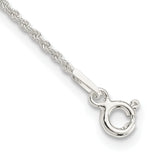 Solid Rope Chain Necklace in Sterling Silver, 1.3mm, 7–36 Inch