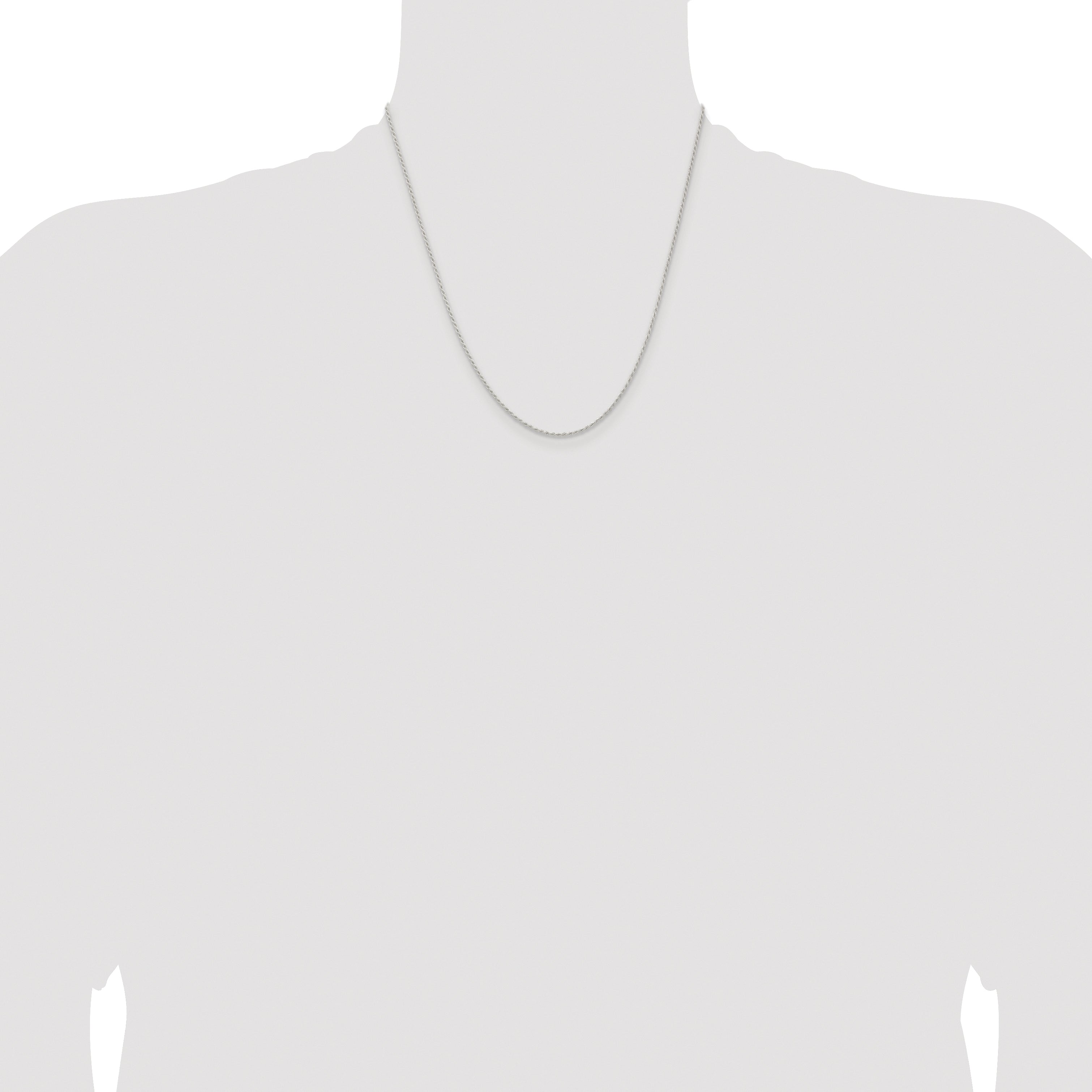 Sterling Silver Rhodium-plated 1.3mm Solid Rope Chain