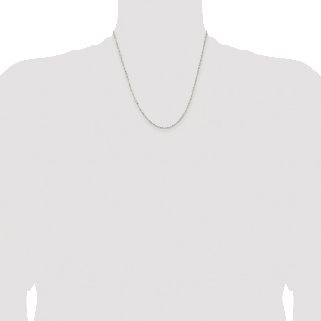 Sterling Silver Rhodium-plated 1.3mm Solid Rope Chain