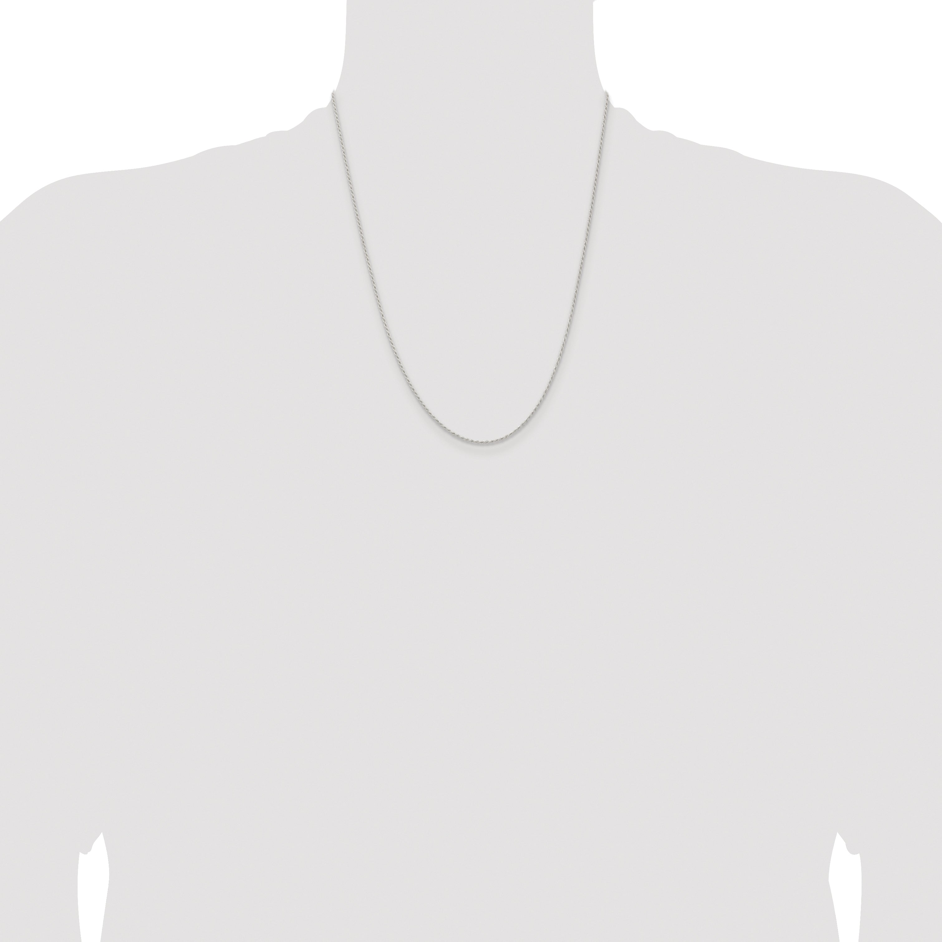 Sterling Silver Rhodium-plated 1.3mm Solid Rope Chain