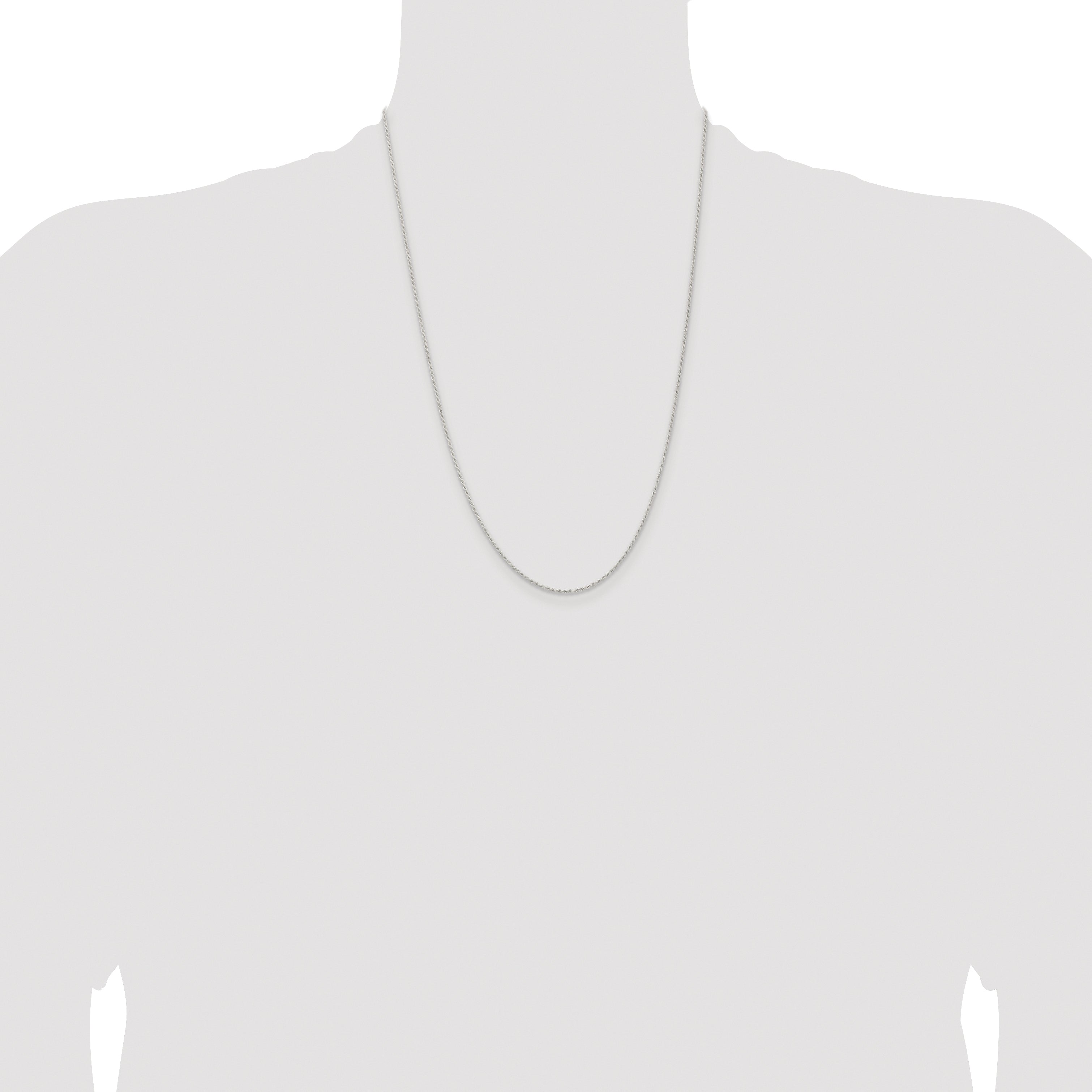 Sterling Silver Rhodium-plated 1.3mm Solid Rope Chain