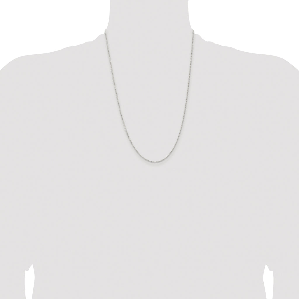 Sterling Silver Rhodium-plated 1.3mm Solid Rope Chain