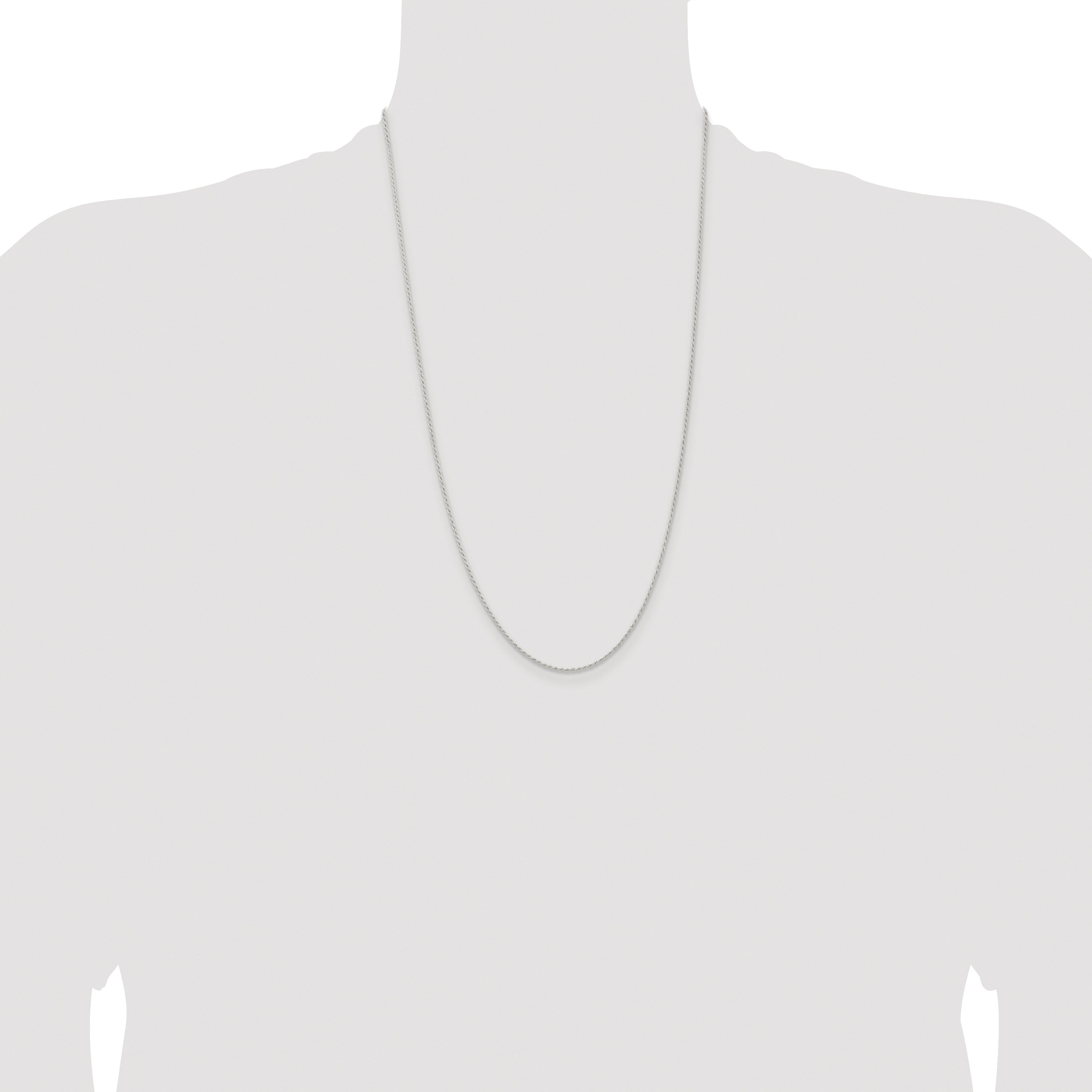Sterling Silver Rhodium-plated 1.3mm Solid Rope Chain