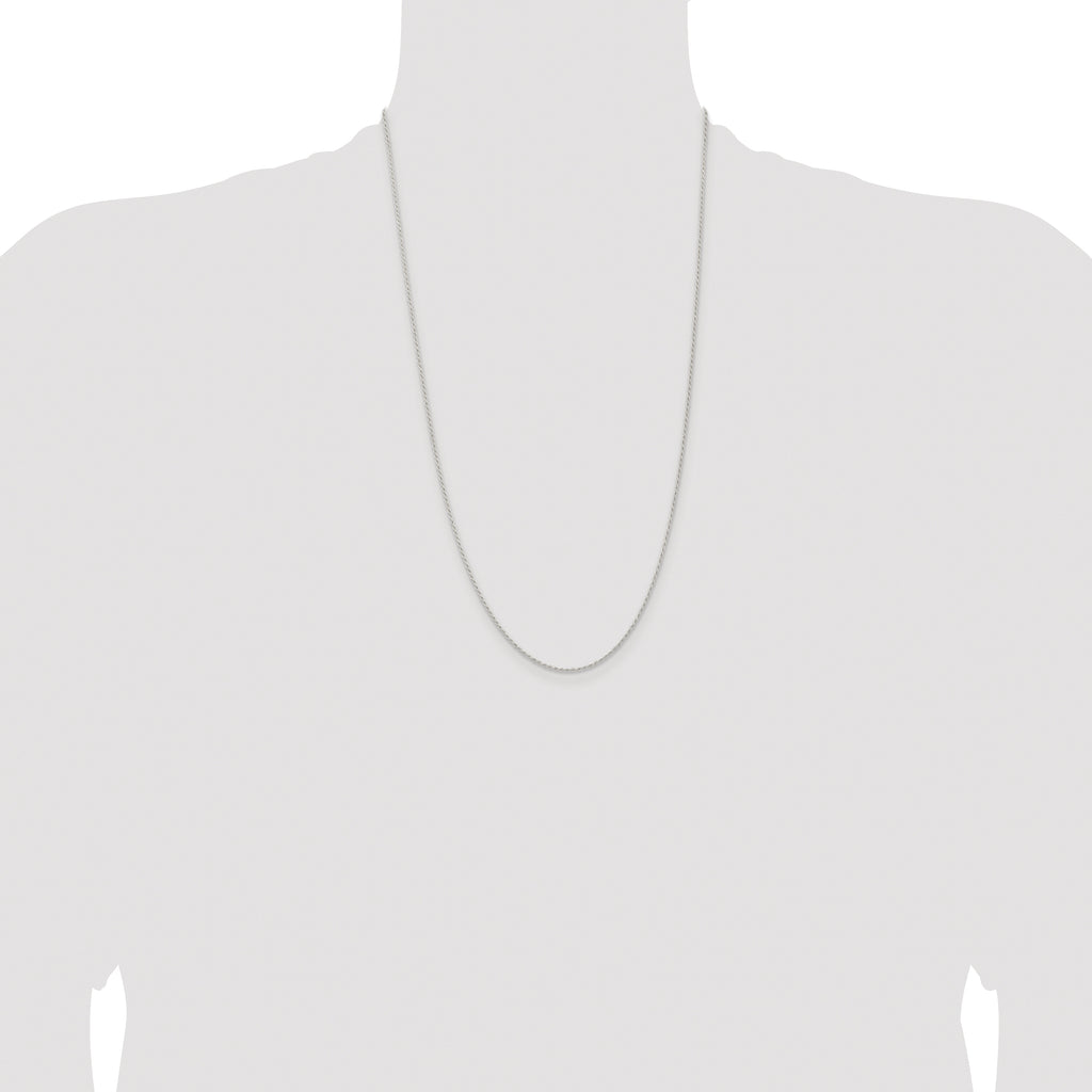 Sterling Silver Rhodium-plated 1.3mm Solid Rope Chain