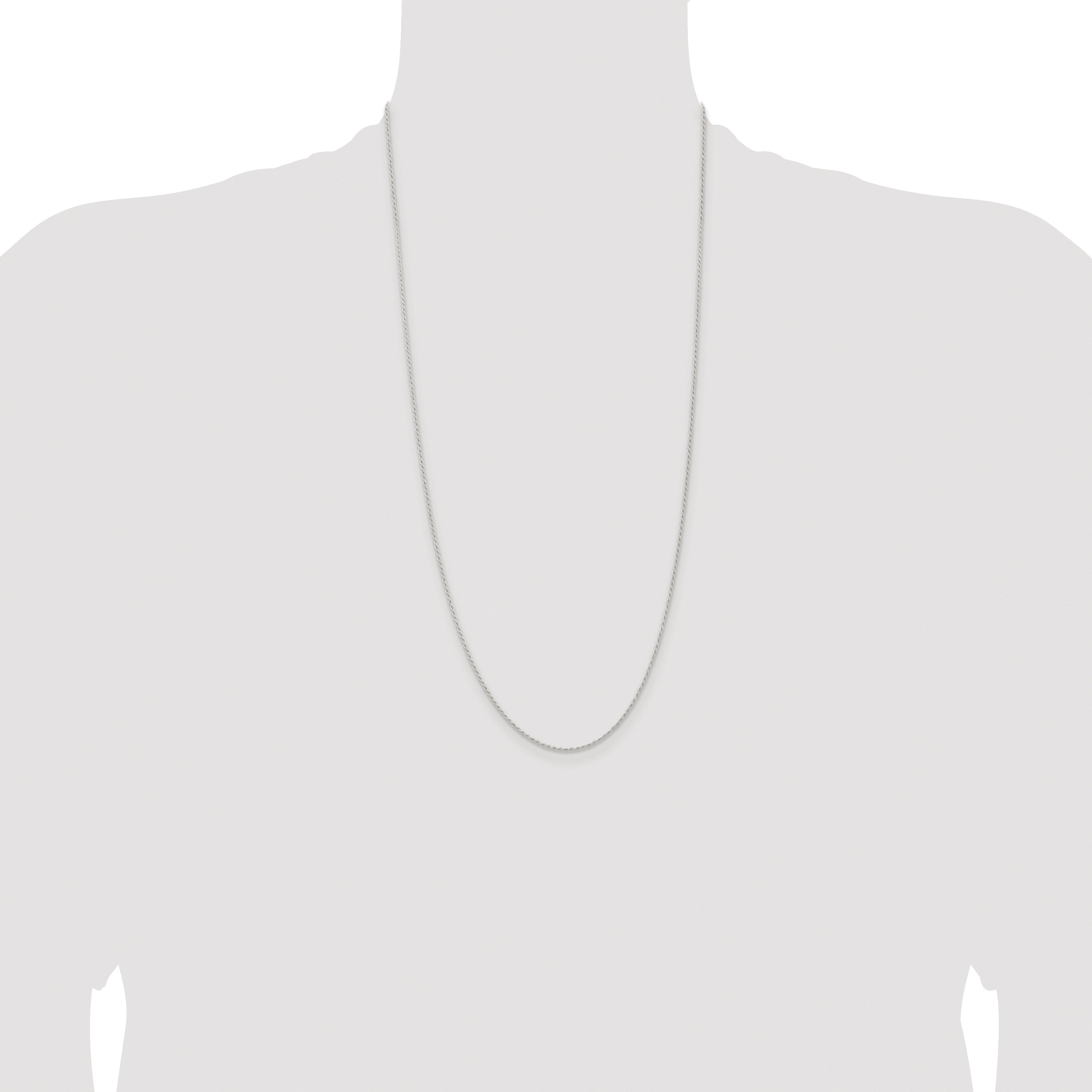 Sterling Silver Rhodium-plated 1.3mm Solid Rope Chain