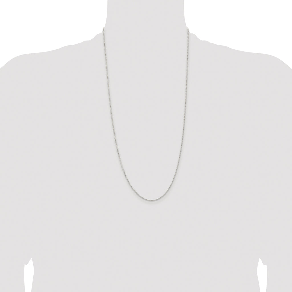 Sterling Silver Rhodium-plated 1.3mm Solid Rope Chain