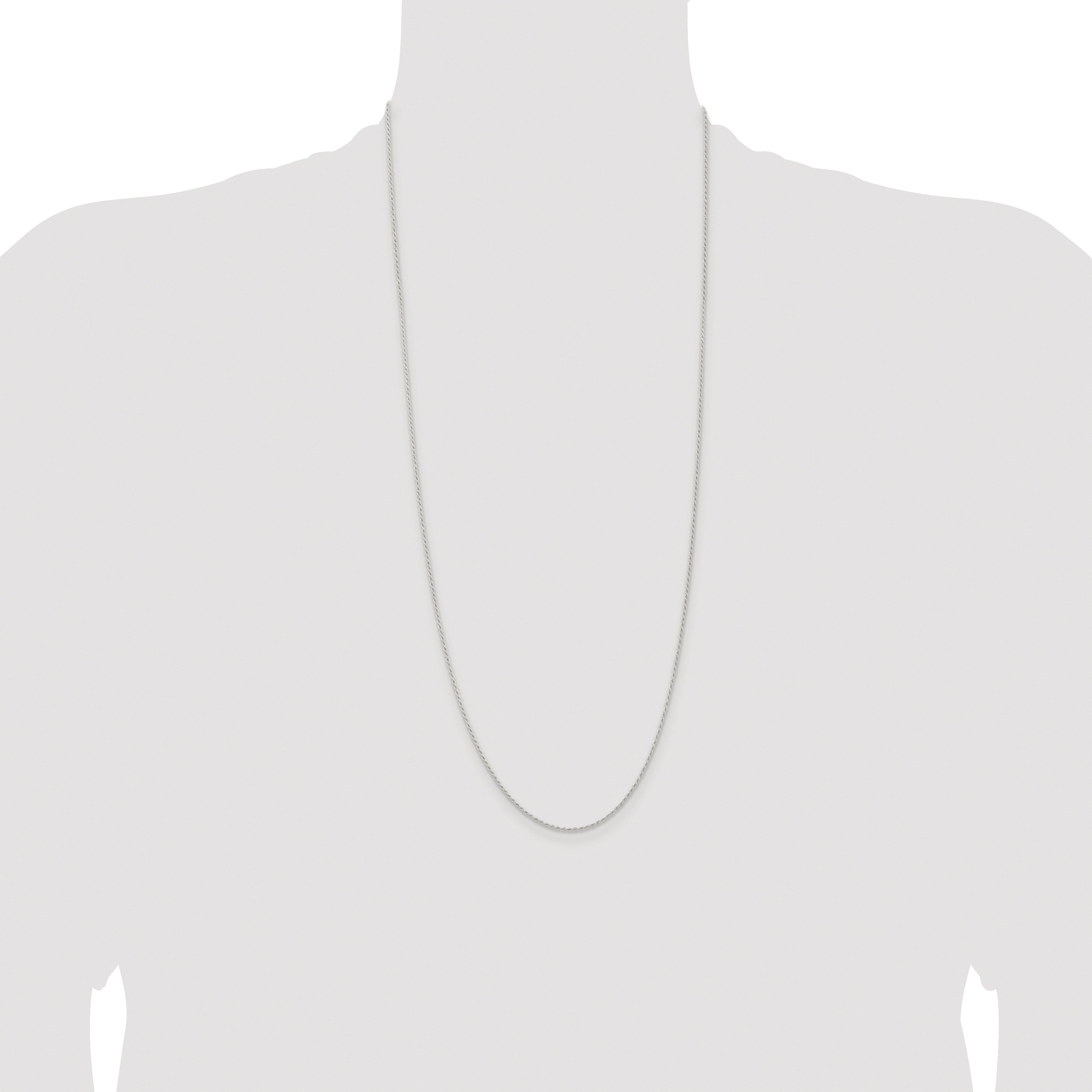 Sterling Silver Rhodium-plated 1.3mm Solid Rope Chain