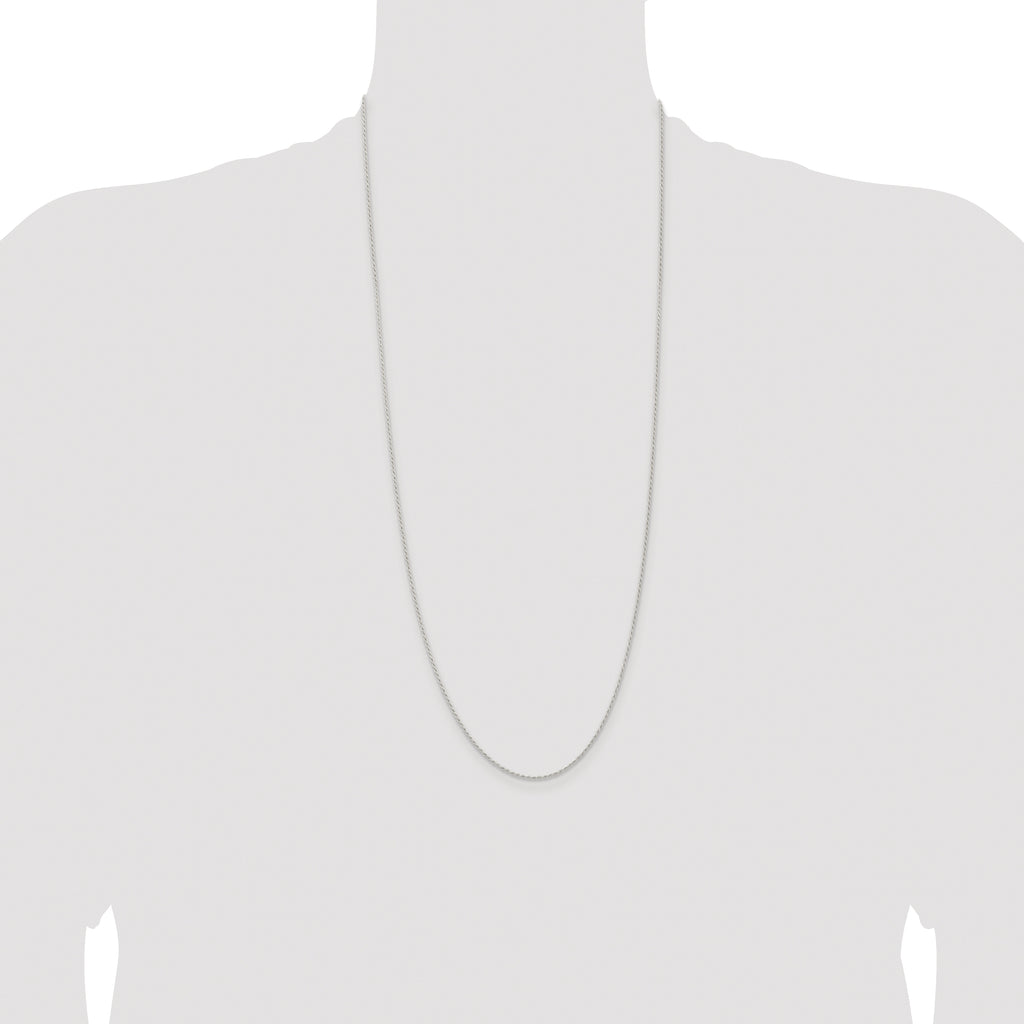 Sterling Silver Rhodium-plated 1.3mm Solid Rope Chain