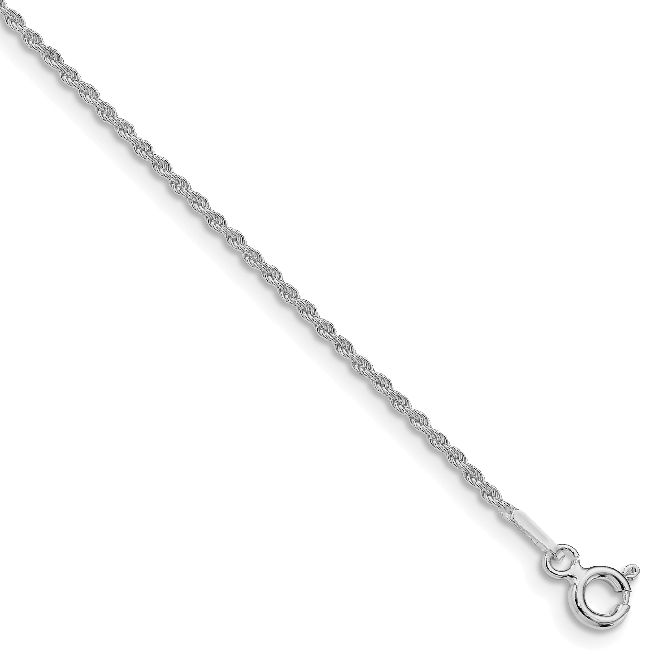 Sterling Silver Rhodium-plated 1.3mm Solid Rope Chain Main image