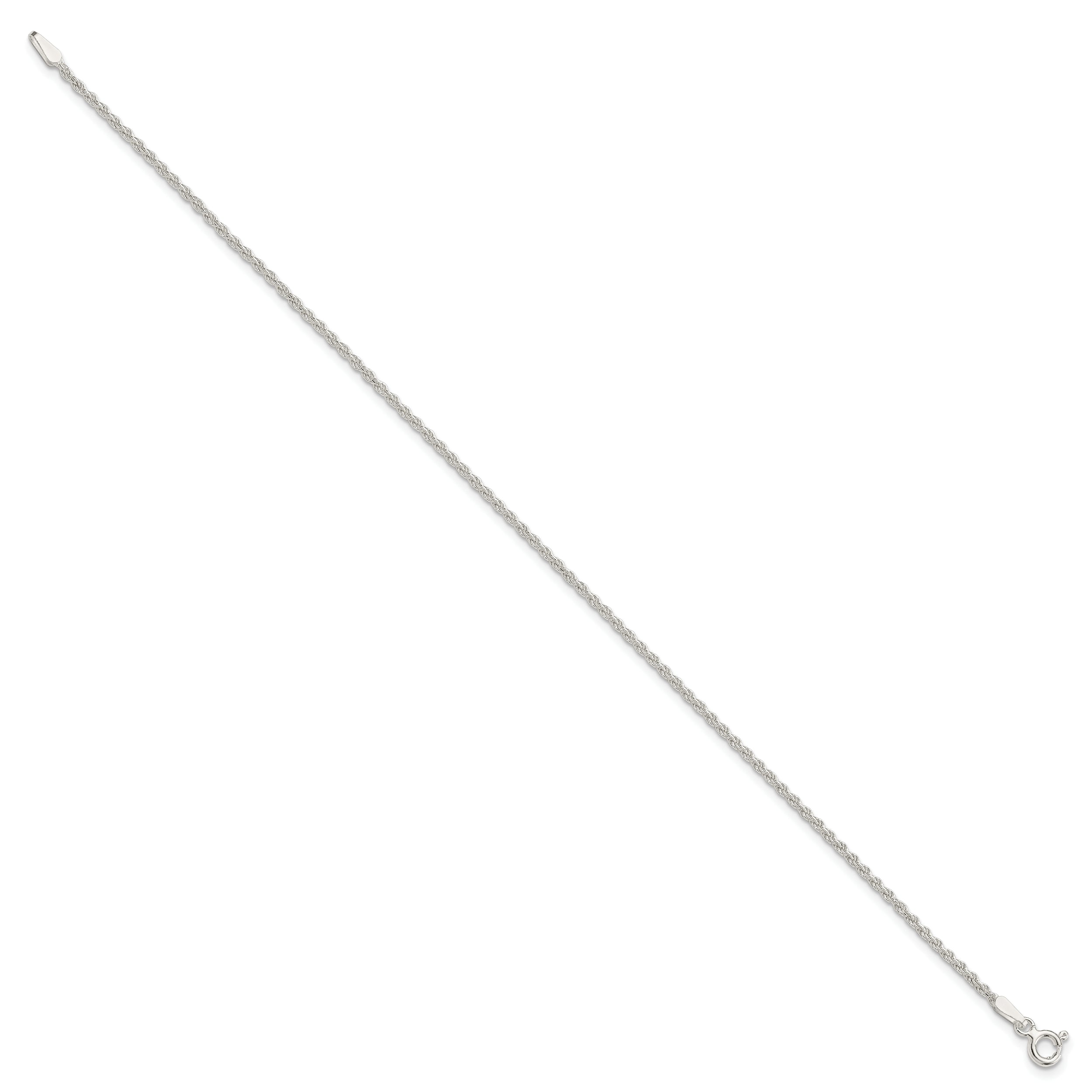 Sterling Silver 1.5mm Solid Rope Chain Anklet