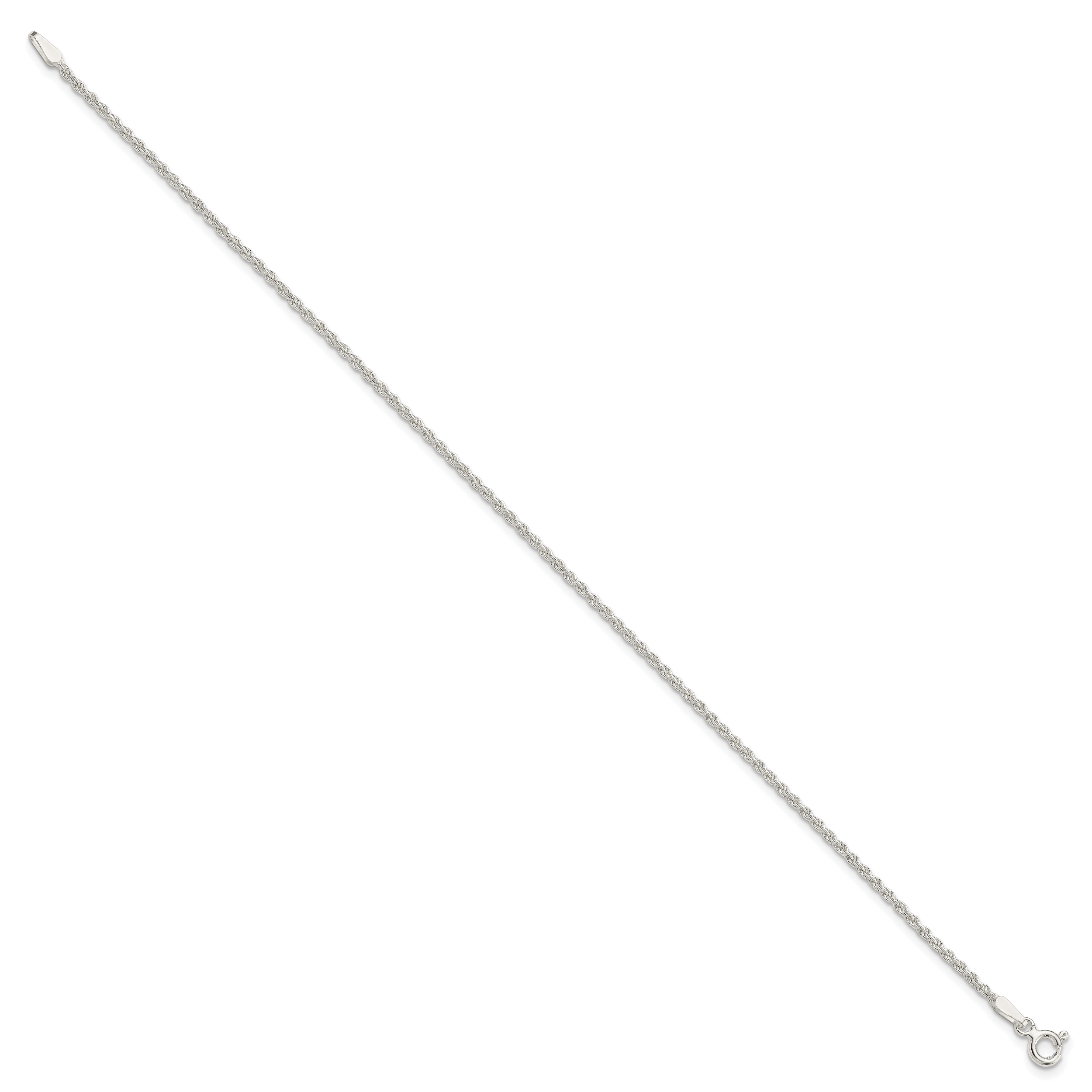 Sterling Silver 1.5mm Solid Rope Chain Anklet