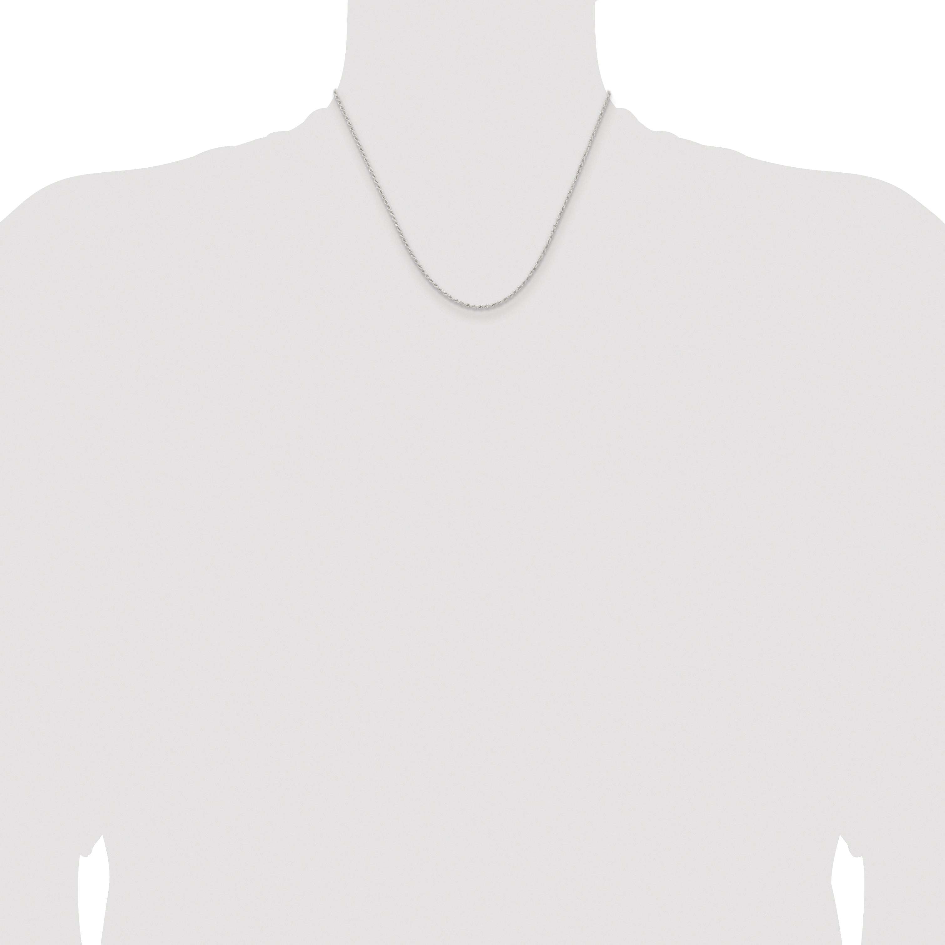 Sterling Silver Rhodium-plated 1.5mm Solid Rope Chain
