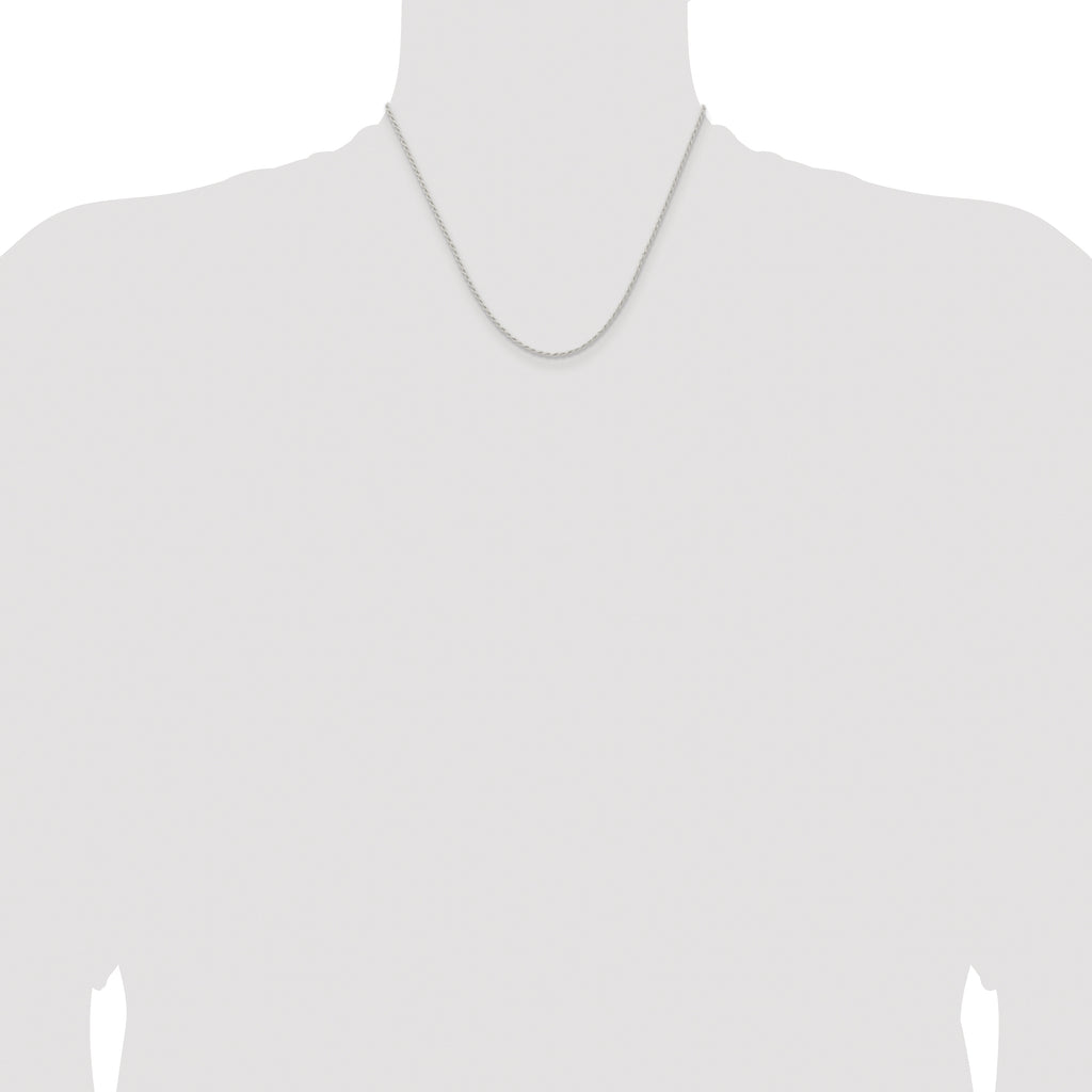Sterling Silver Rhodium-plated 1.5mm Solid Rope Chain