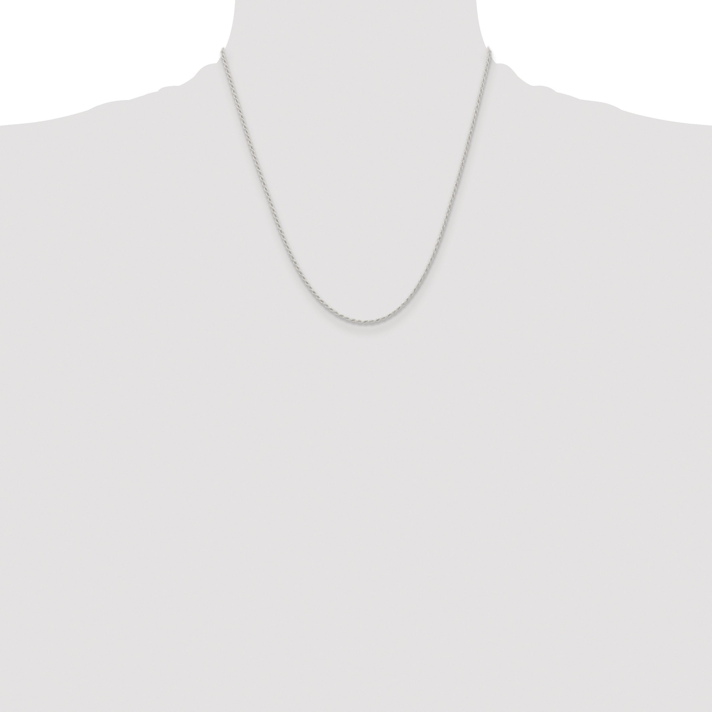 Sterling Silver Rhodium-plated 1.5mm Solid Rope Chain