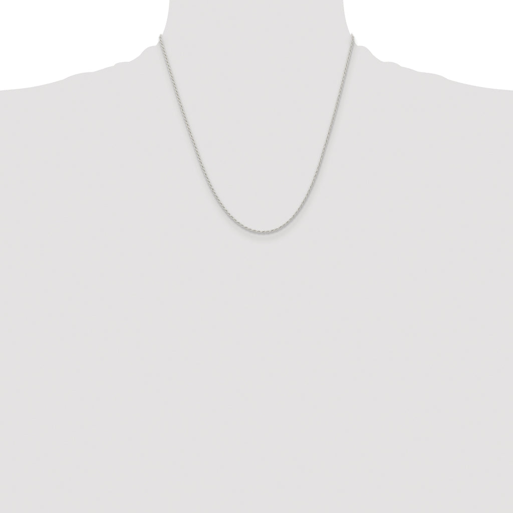 Sterling Silver Rhodium-plated 1.5mm Solid Rope Chain