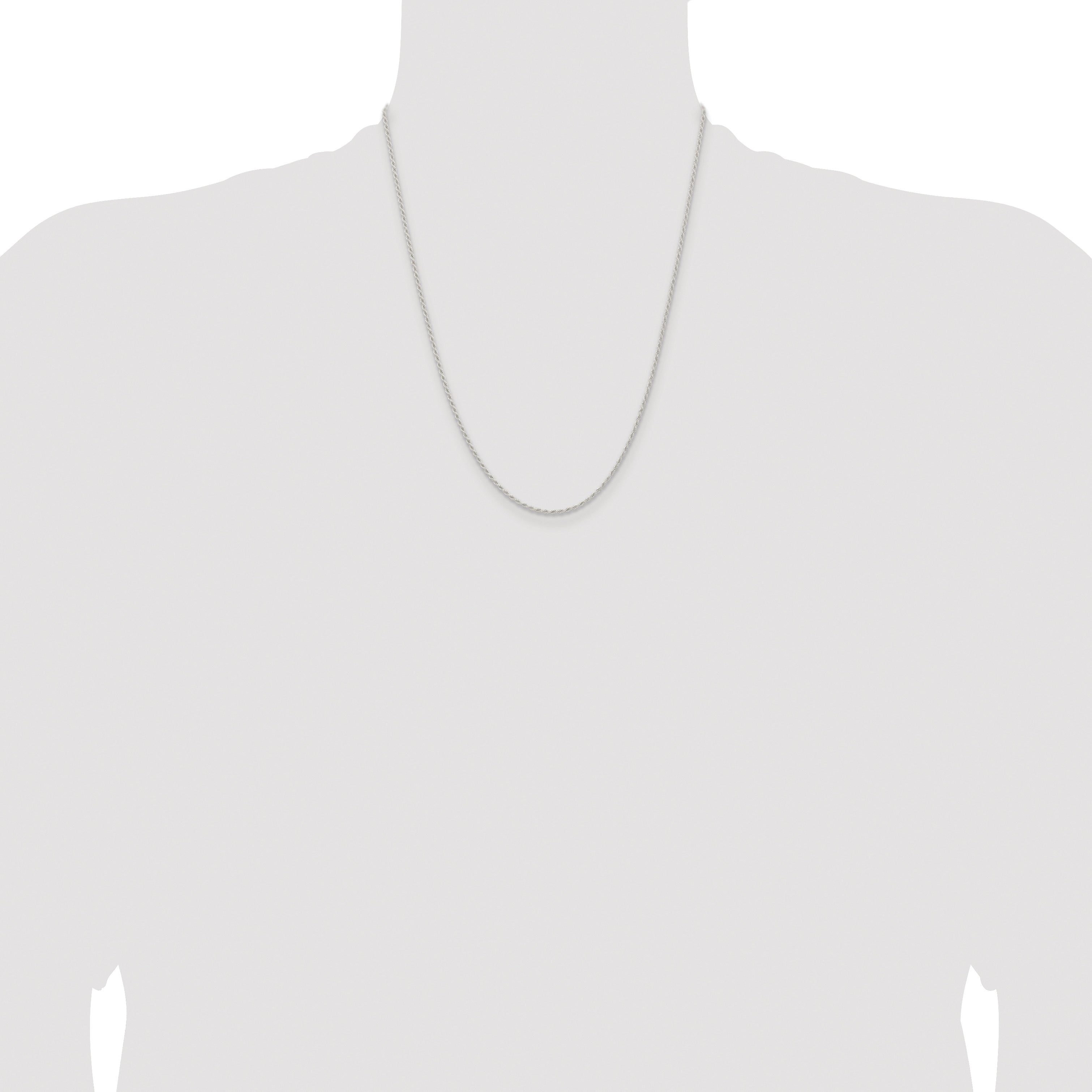 Sterling Silver Rhodium-plated 1.5mm Solid Rope Chain