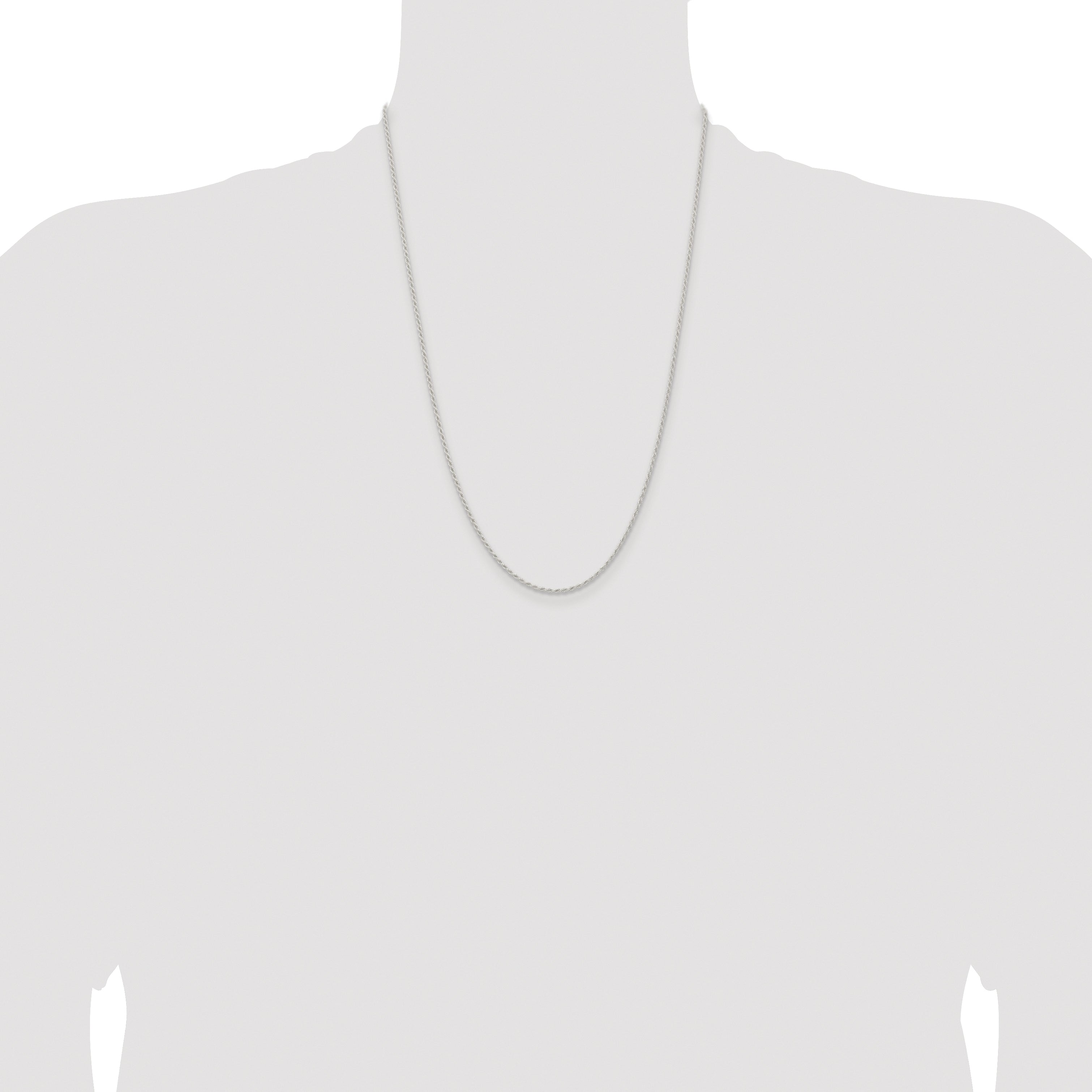 Sterling Silver Rhodium-plated 1.5mm Solid Rope Chain