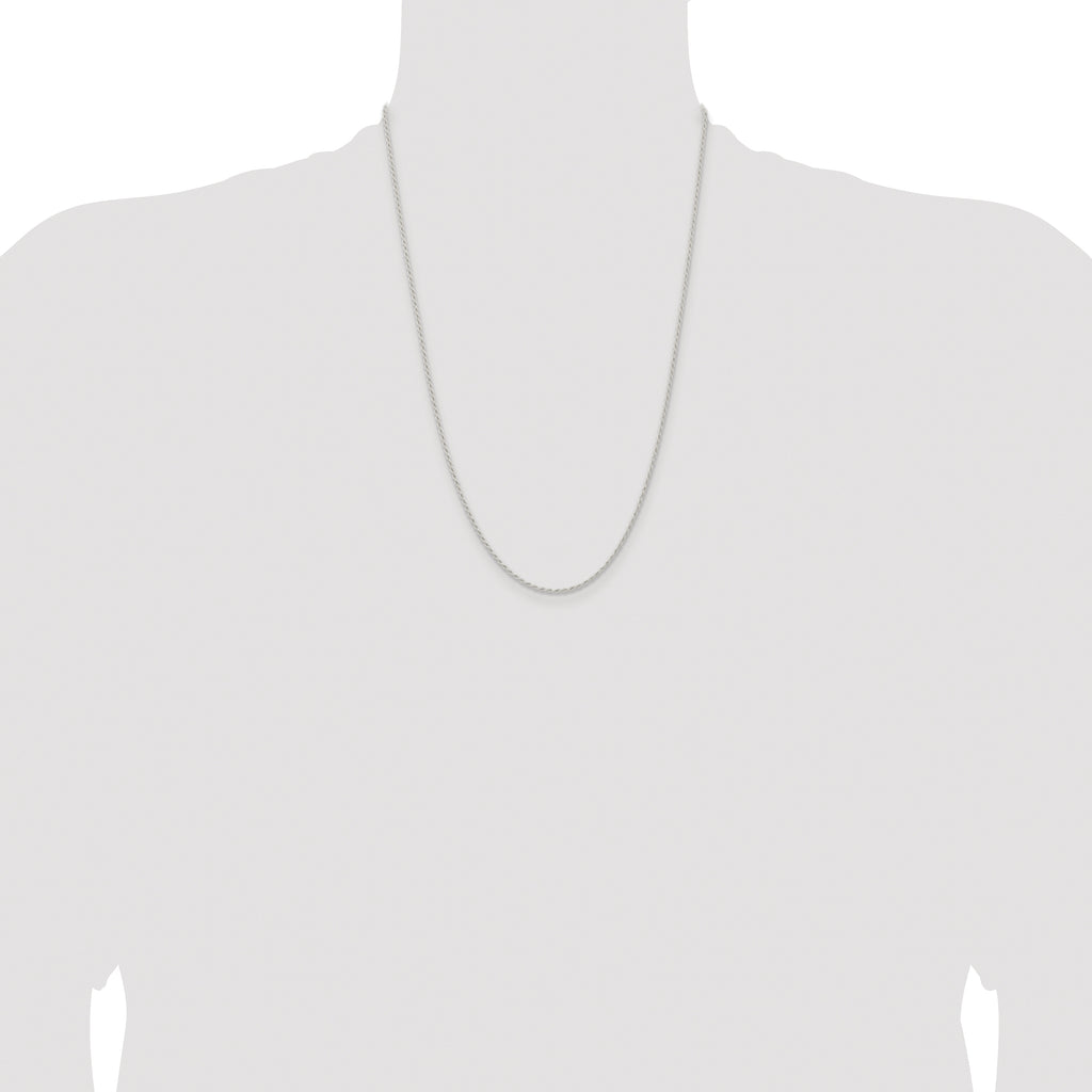 Sterling Silver Rhodium-plated 1.5mm Solid Rope Chain