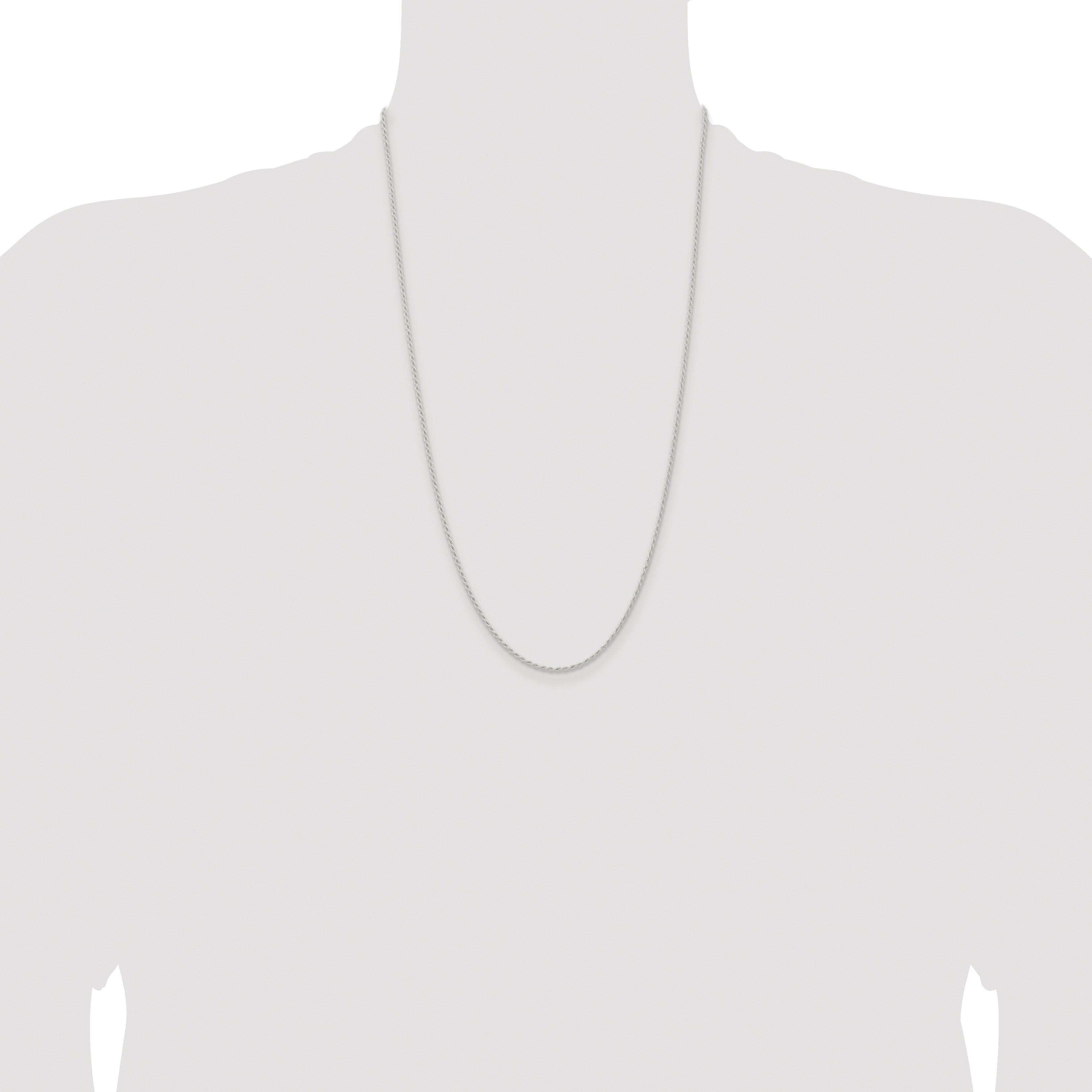 Sterling Silver Rhodium-plated 1.5mm Solid Rope Chain