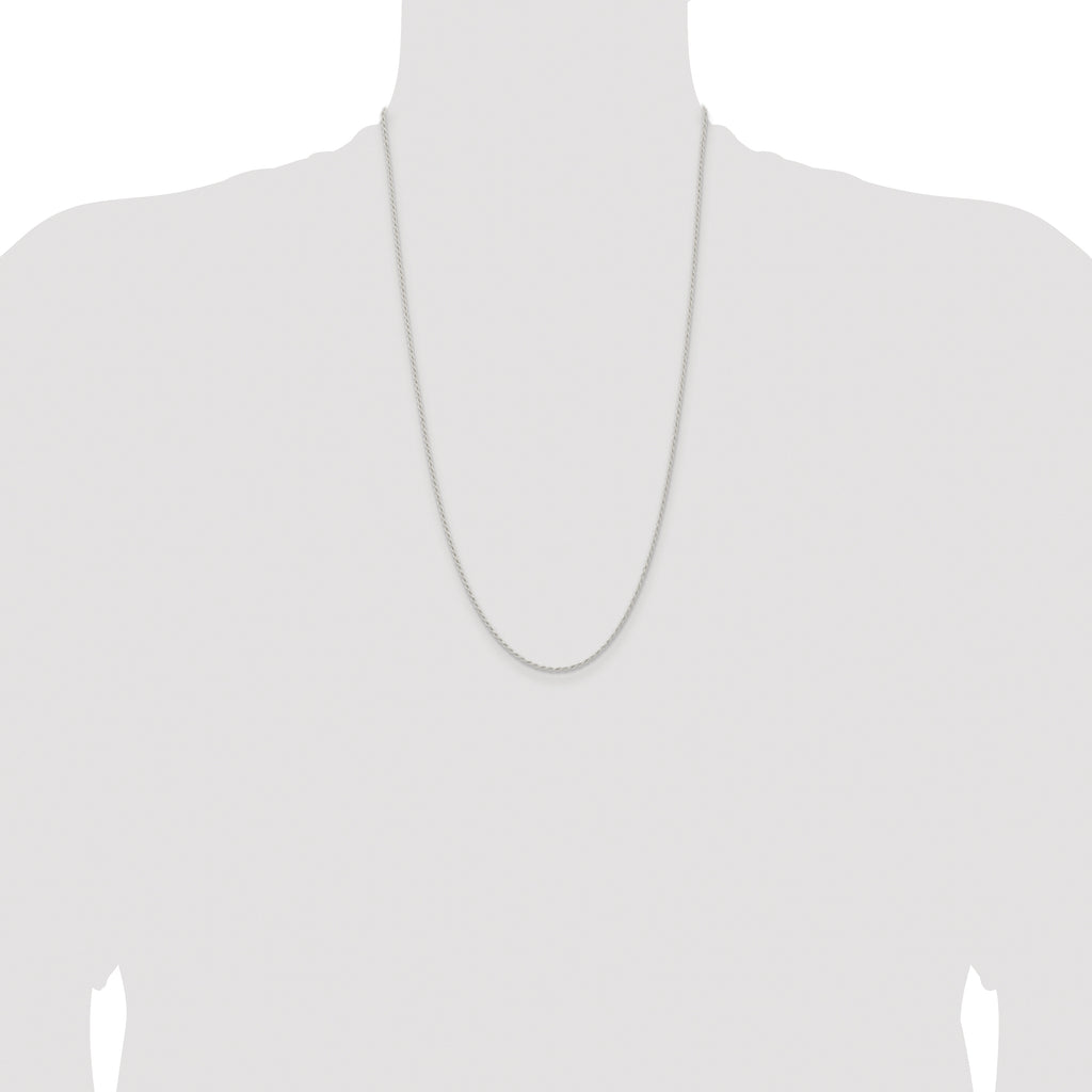 Sterling Silver Rhodium-plated 1.5mm Solid Rope Chain