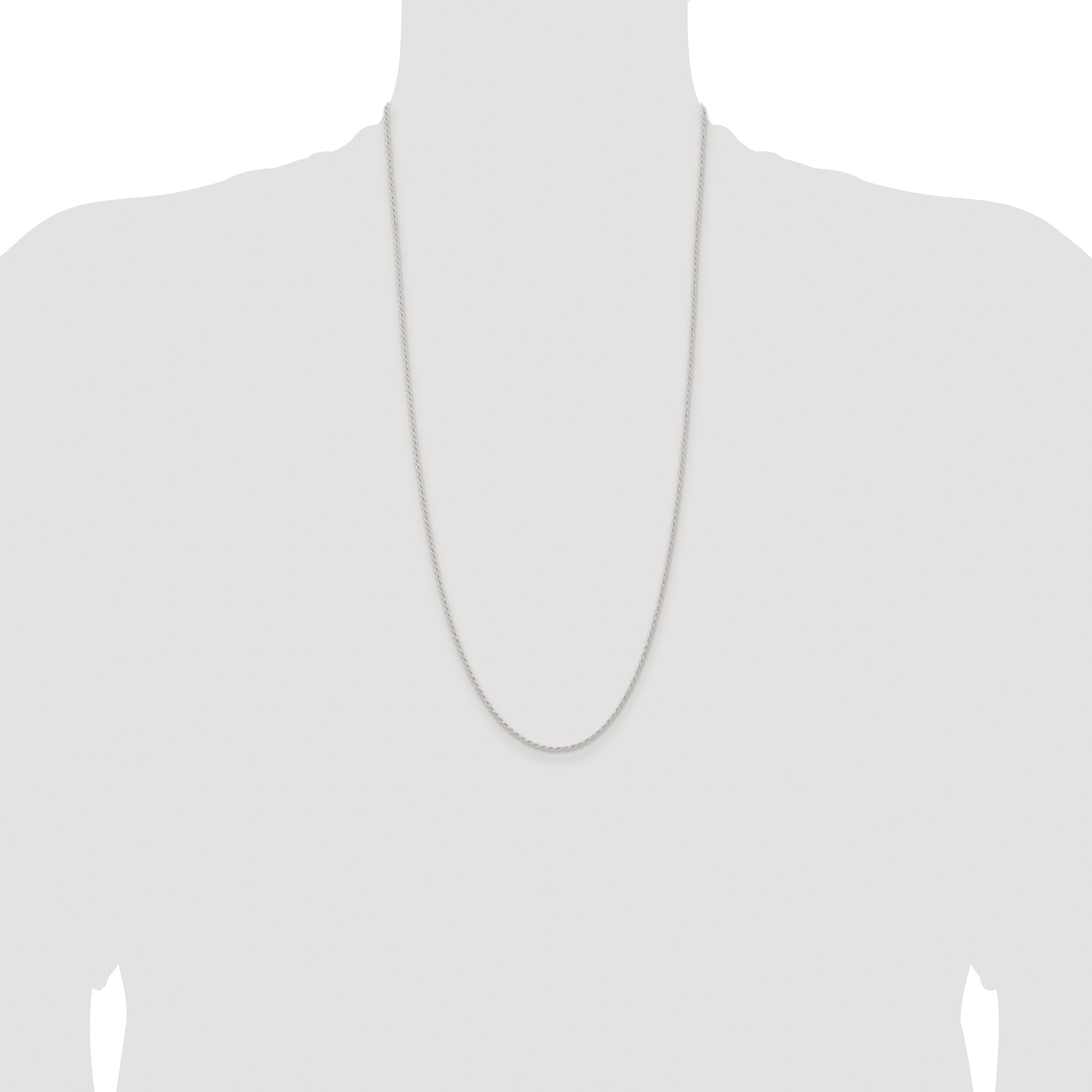 Sterling Silver Rhodium-plated 1.5mm Solid Rope Chain