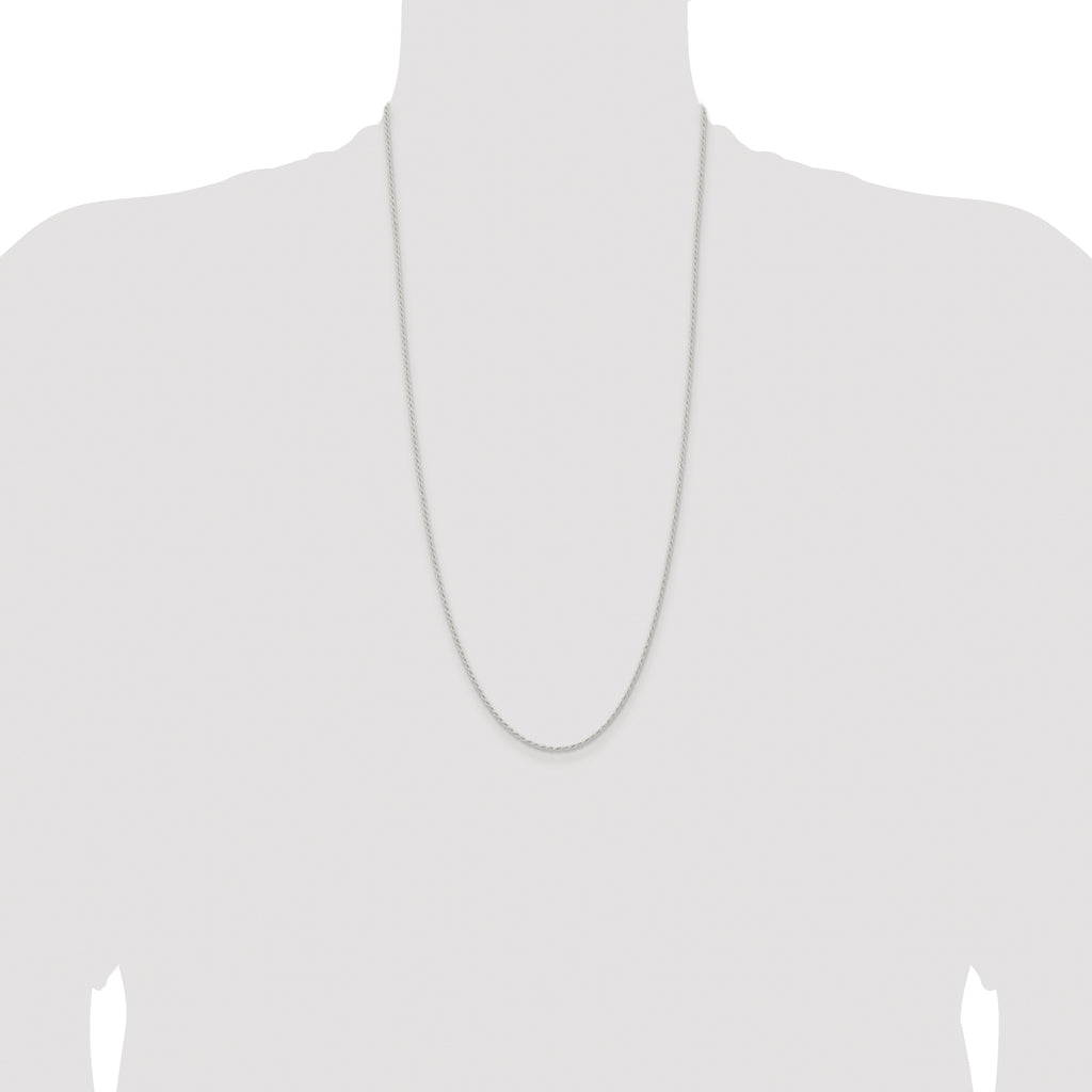 Sterling Silver Rhodium-plated 1.5mm Solid Rope Chain