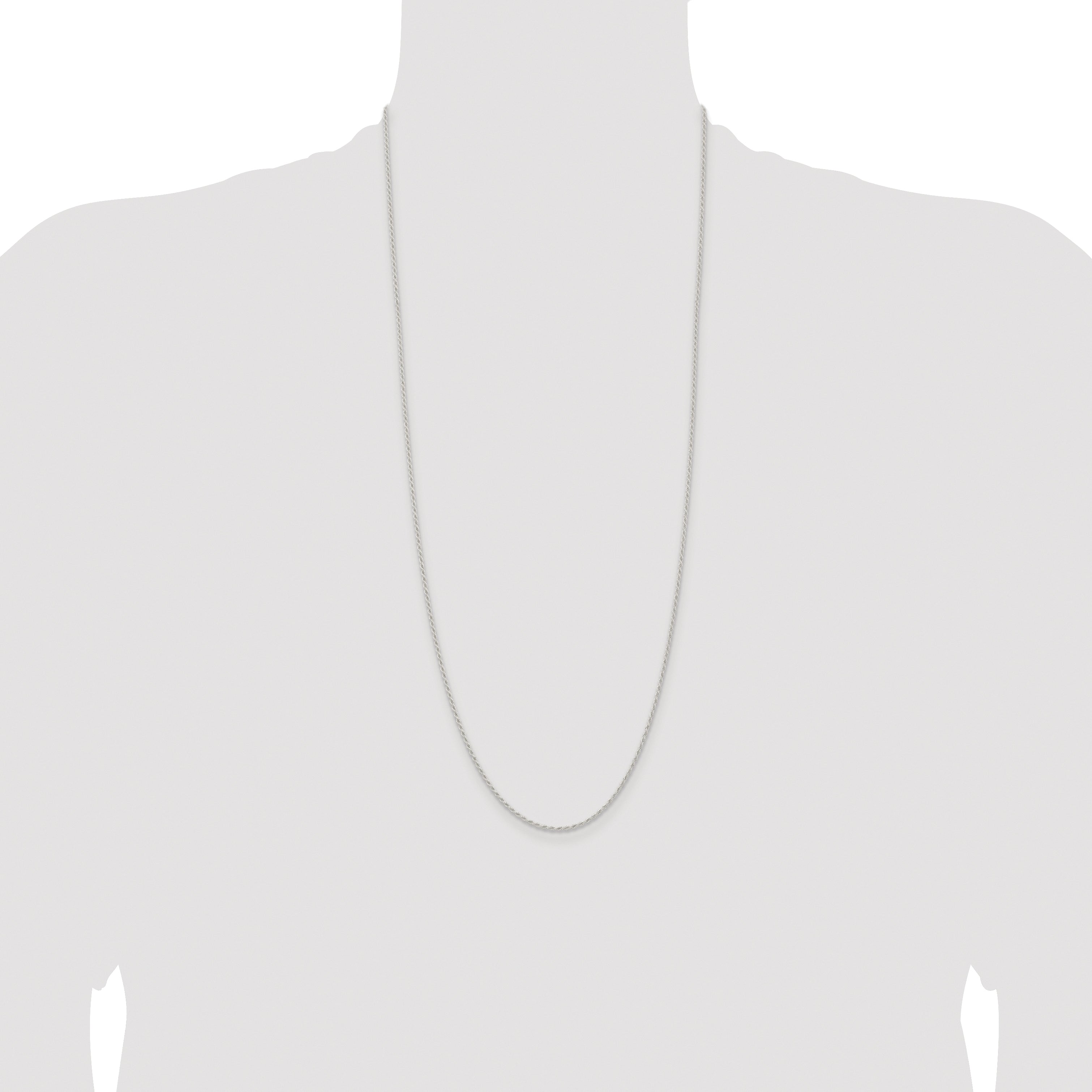 Sterling Silver Rhodium-plated 1.5mm Solid Rope Chain