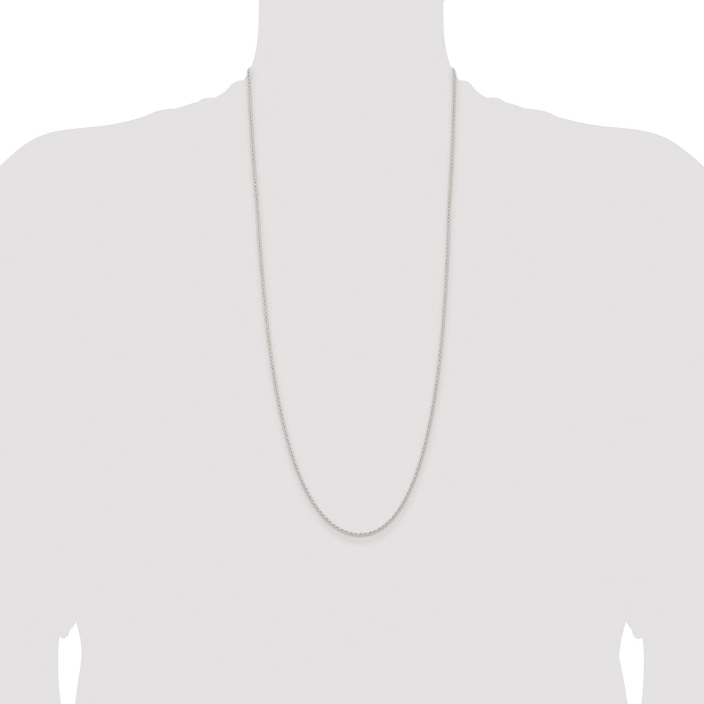 Sterling Silver Rhodium-plated 1.5mm Solid Rope Chain
