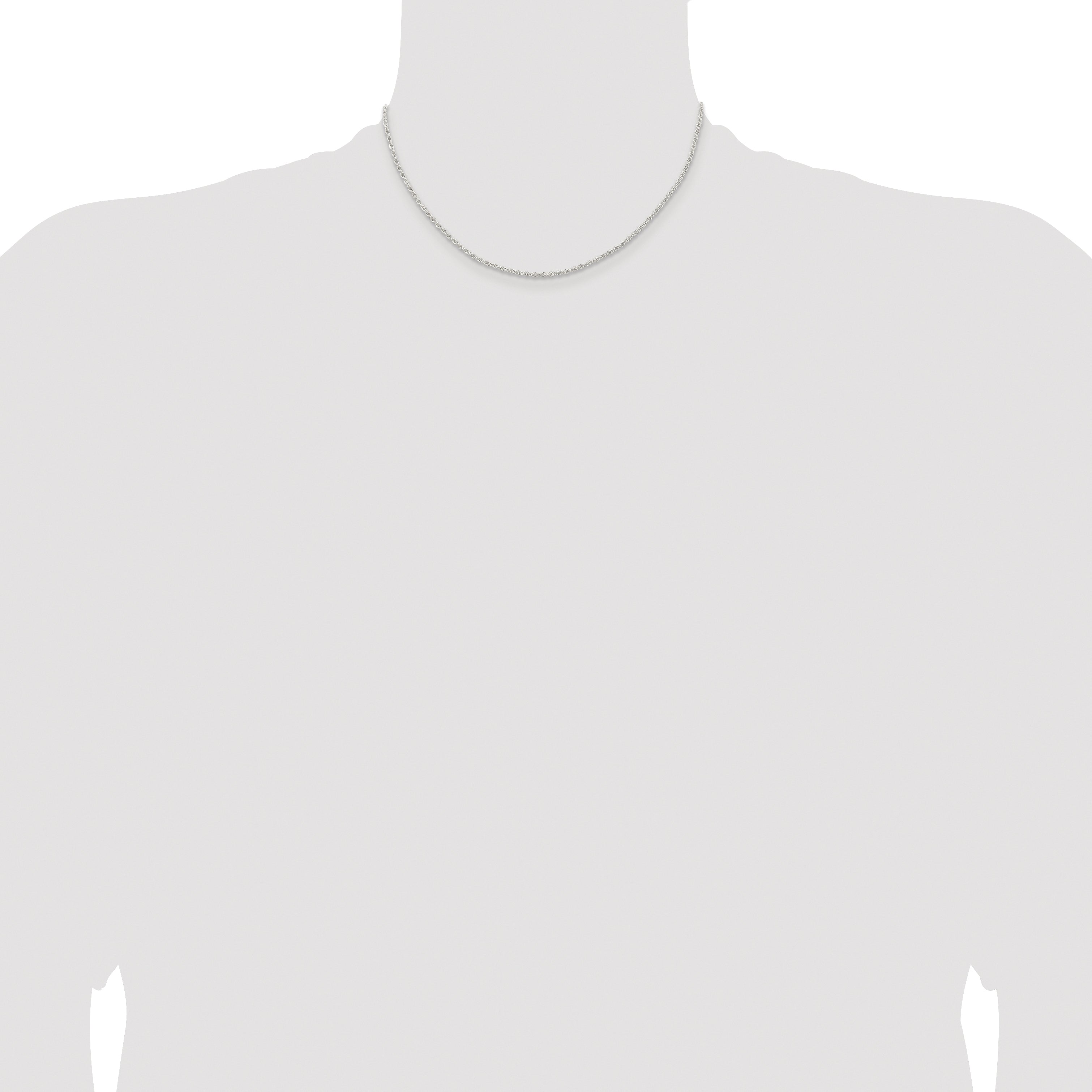 Sterling Silver Rhodium-plated 1.8mm Solid Rope Chain