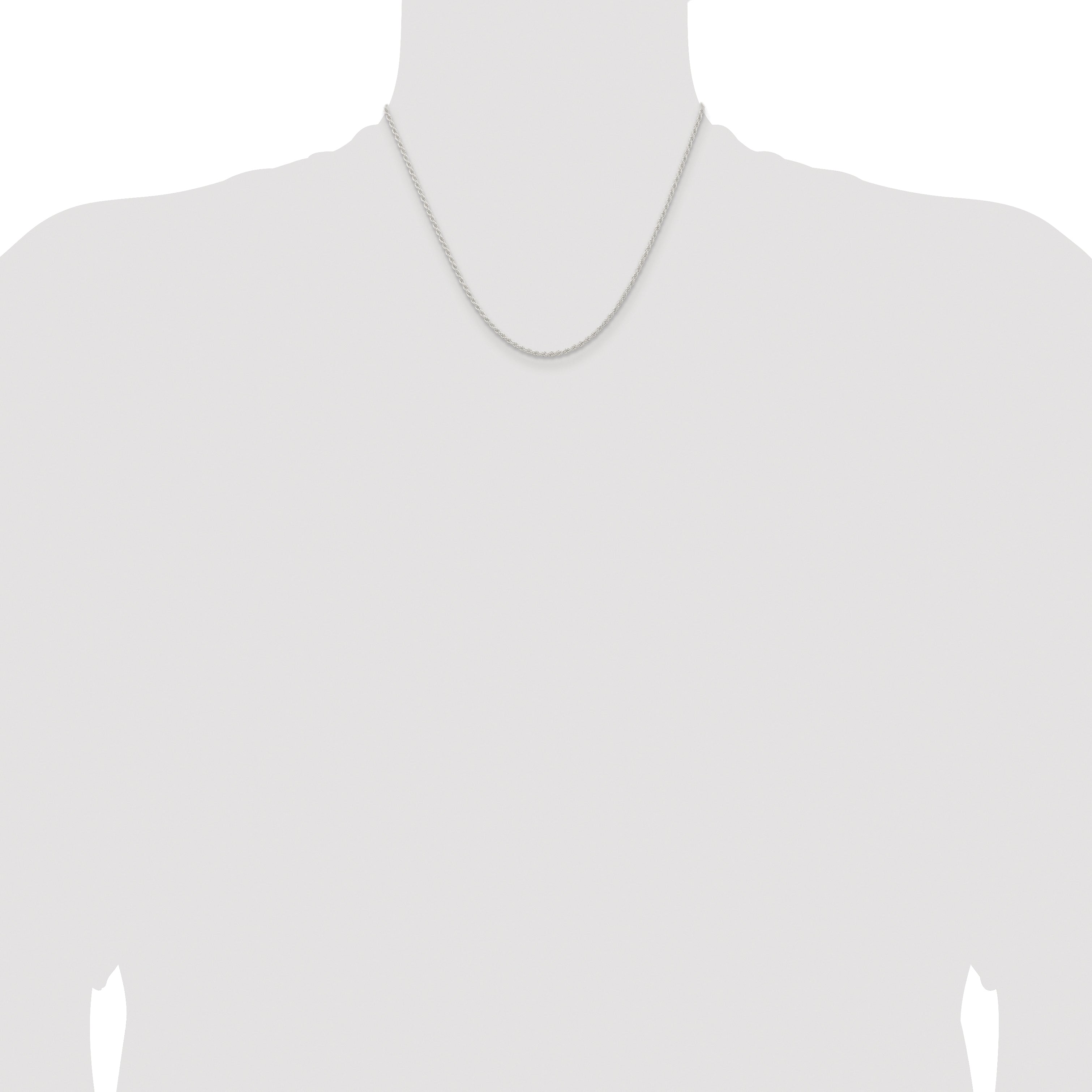 Sterling Silver Rhodium-plated 1.8mm Solid Rope Chain