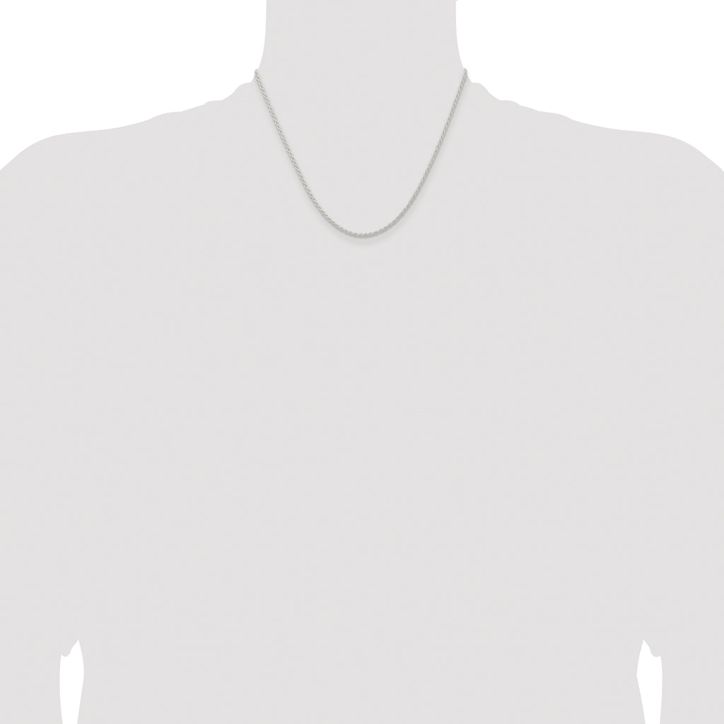 Sterling Silver Rhodium-plated 1.8mm Solid Rope Chain