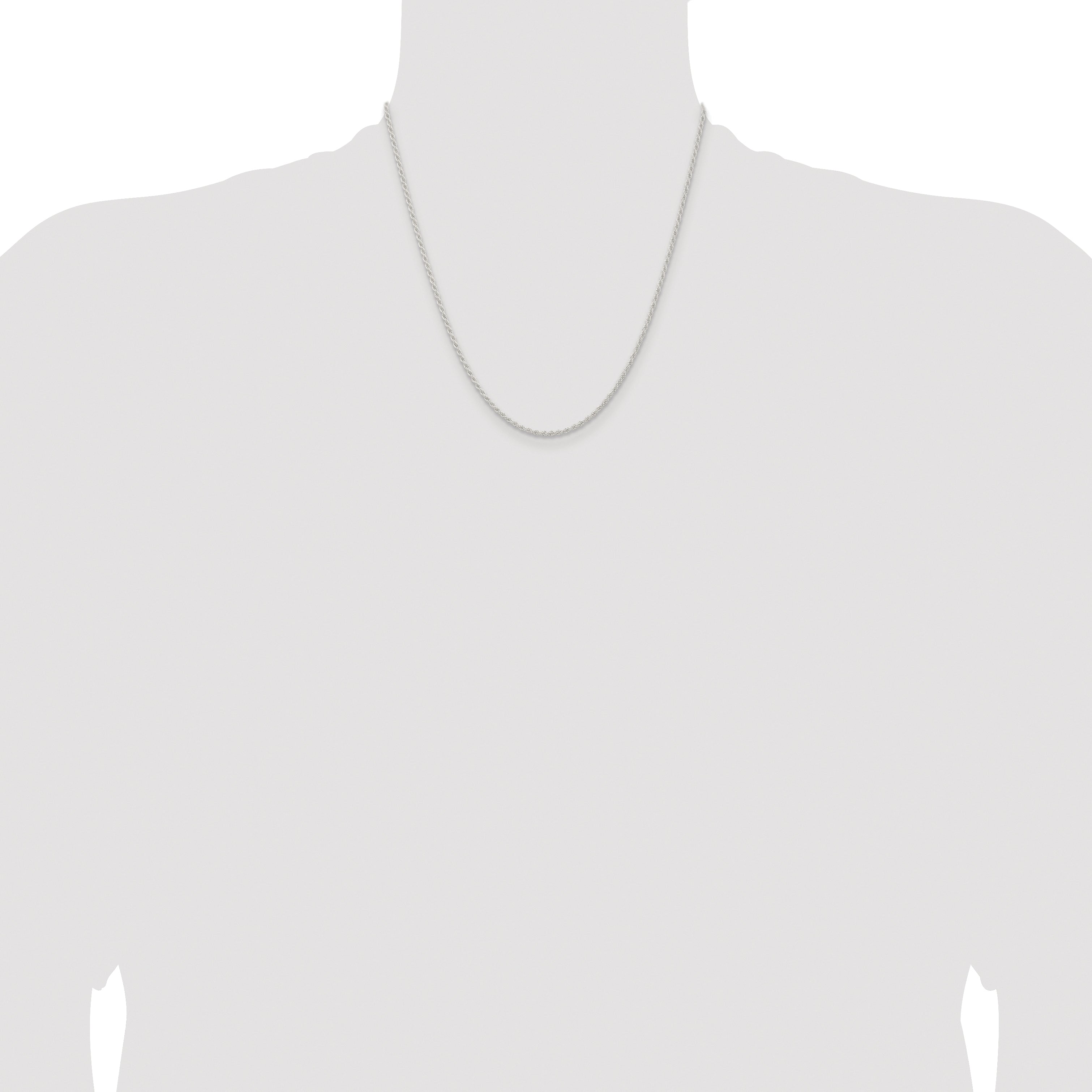 Sterling Silver Rhodium-plated 1.8mm Solid Rope Chain