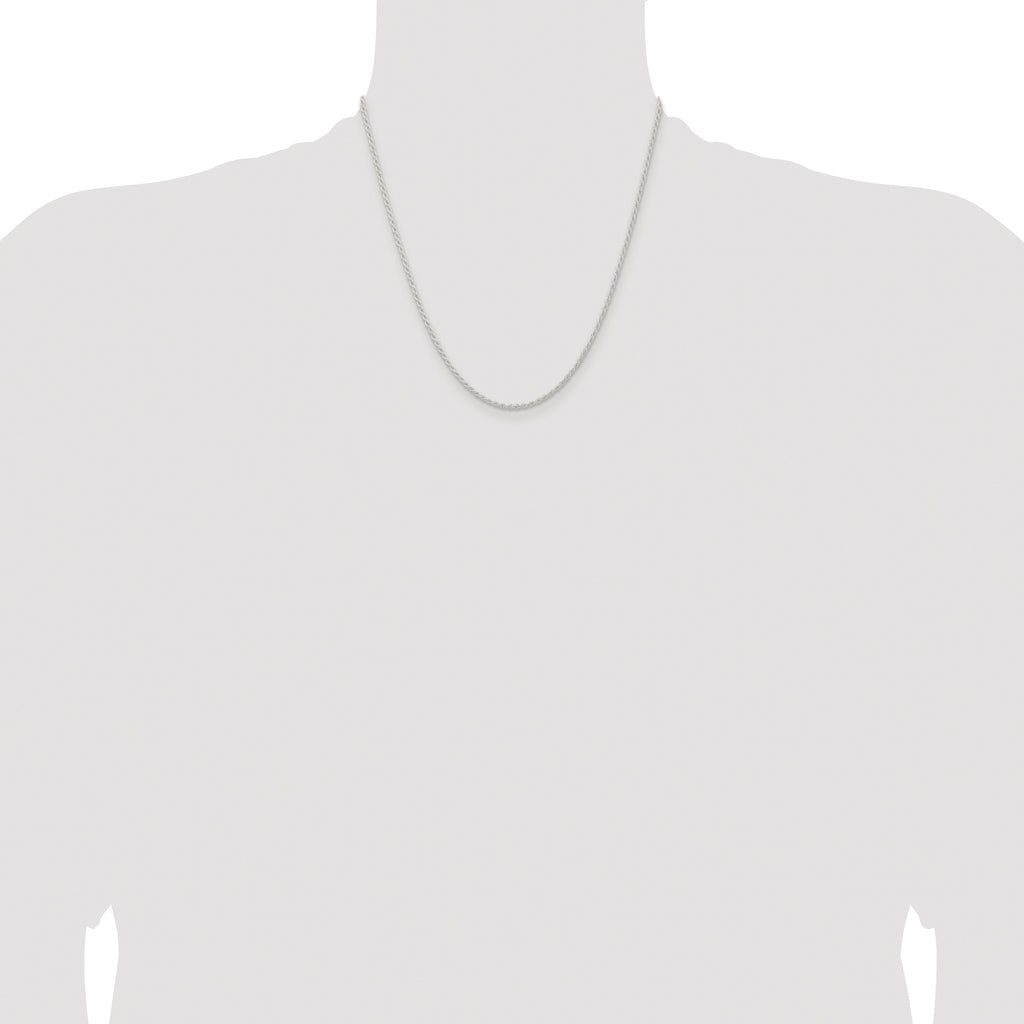 Sterling Silver Rhodium-plated 1.8mm Solid Rope Chain