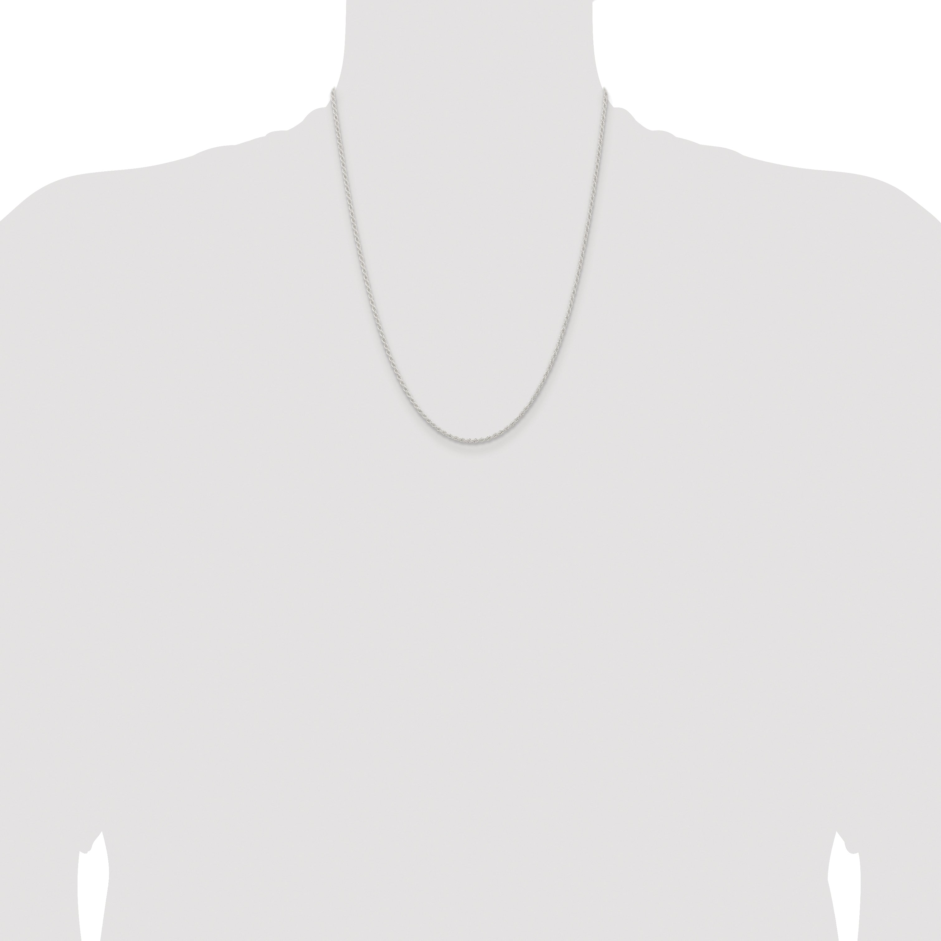 Sterling Silver Rhodium-plated 1.8mm Solid Rope Chain