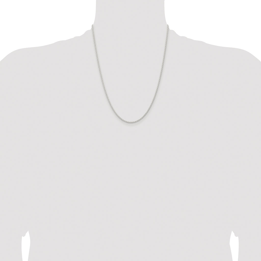 Sterling Silver Rhodium-plated 1.8mm Solid Rope Chain